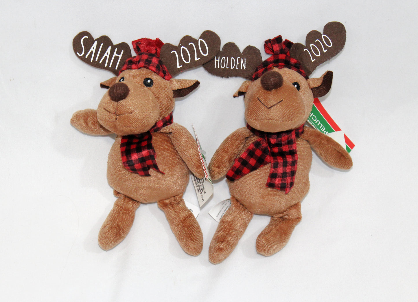 Personalized Plaid Christmas Plush Moose – Custom Name Moose Plush Toys - Reindeer Christmas Gift – Kids Secret Santa Gift – Stuffed Toy Stocking Stuffer