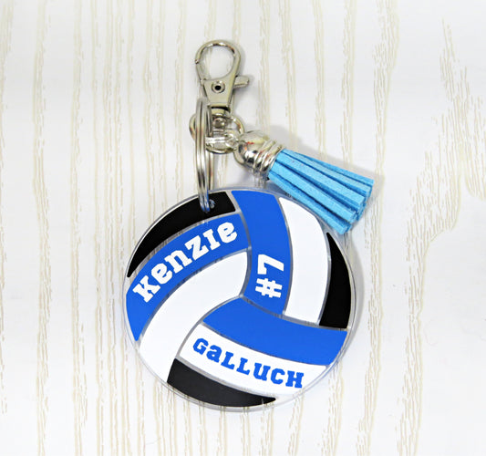 Volleyball Personalized Acrylic Round Keychain B - Bag Tag Made with Vinyl