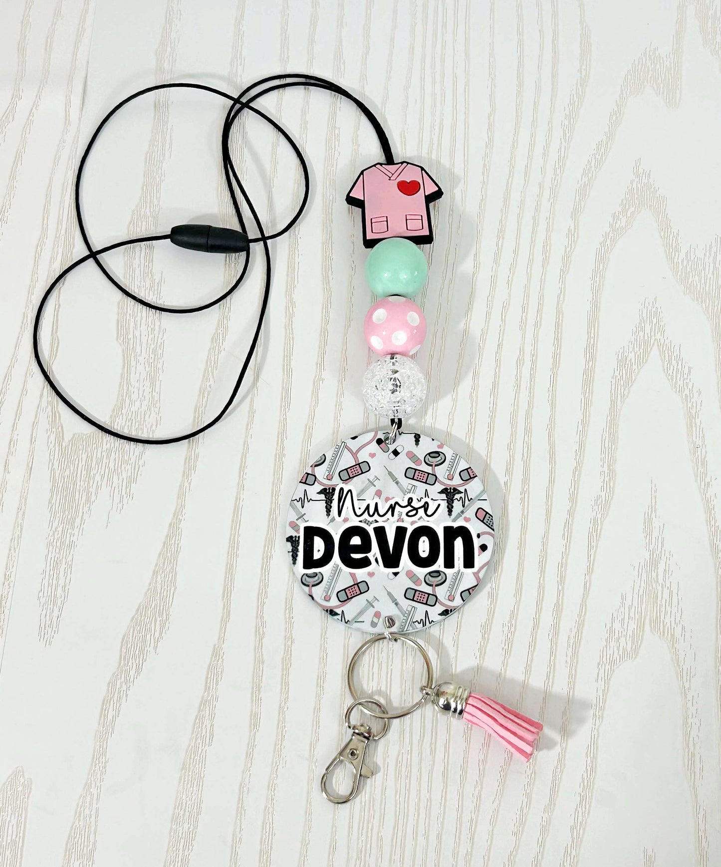 Kenzie's Boutique Handmade Personalized Nurse Lanyard - Stylish Cute Beaded Design - Breakaway Clasp for ID Badges and Keys - Appreciation Week - Graduation Gift- Practitioner - School Hospital Scrubs