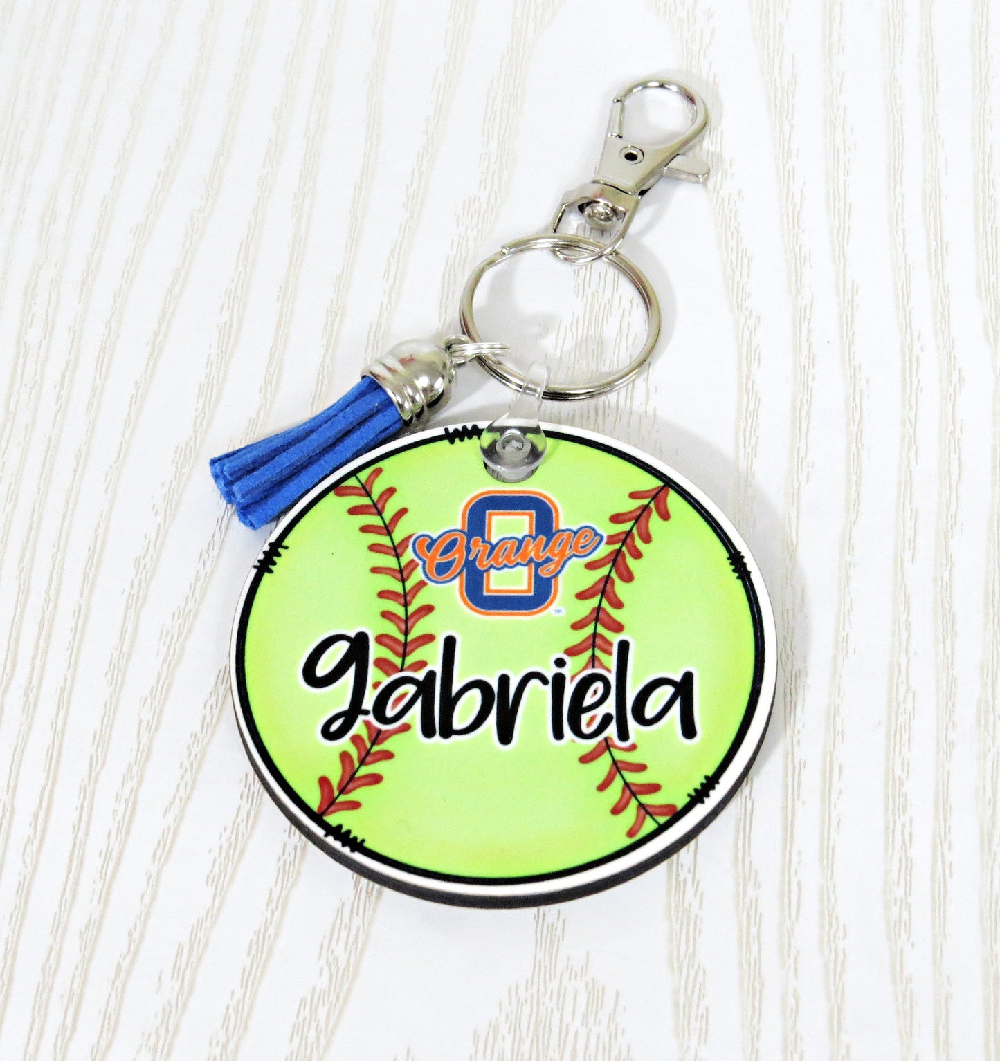 Olentangy Orange Softball Keychain Personalized with Name - Custom Sports Keychain