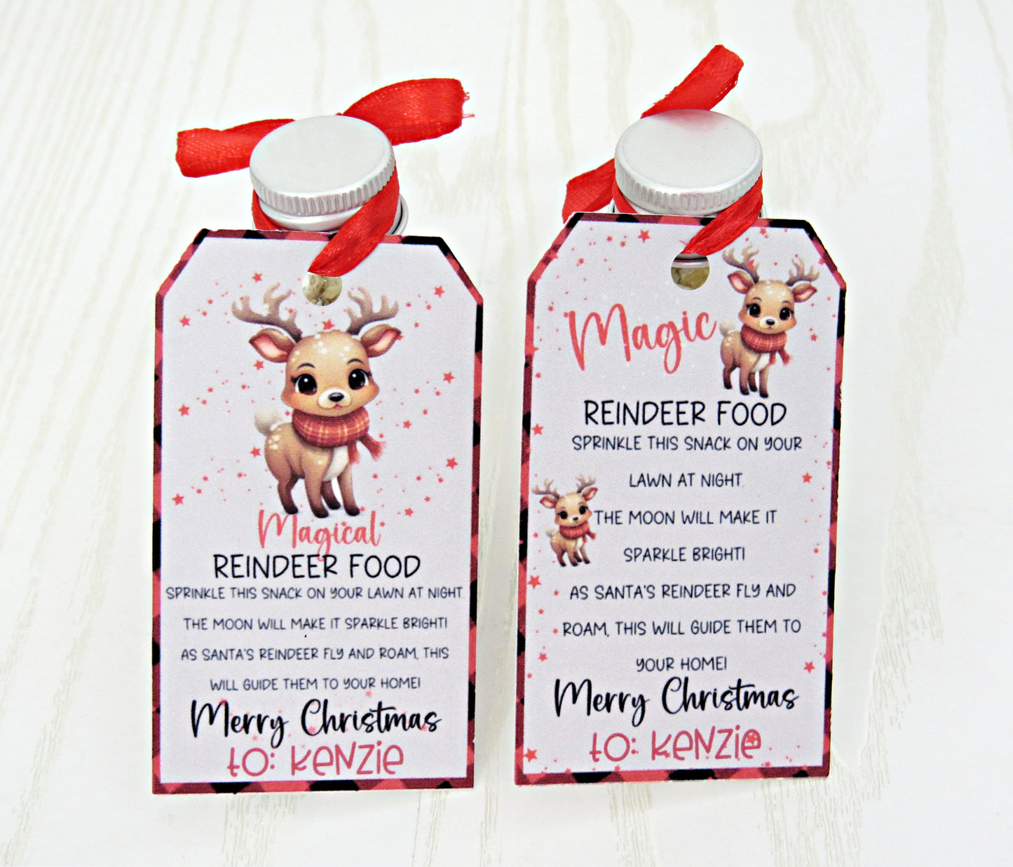 Personalized Magic Reindeer Food Treat Holder - Christmas Eve Food for Rudolph Party Favor - Classroom Favors - Gift for Him Her Boy Girl Note