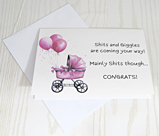 Handmade Kenzie's Boutique New Baby Girl Baby Shower Party Card - Funny for Girl Celebration Gift - Mom to Be Unique Gift Card Holder Cash - Folded Card for Her - Humor Giggles Cutie Cute