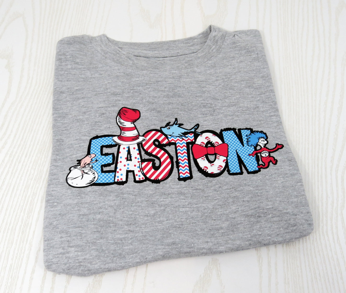 Kids Dr Seuss Themed Tee - Personalized Seuss Name Tee - Reading Week