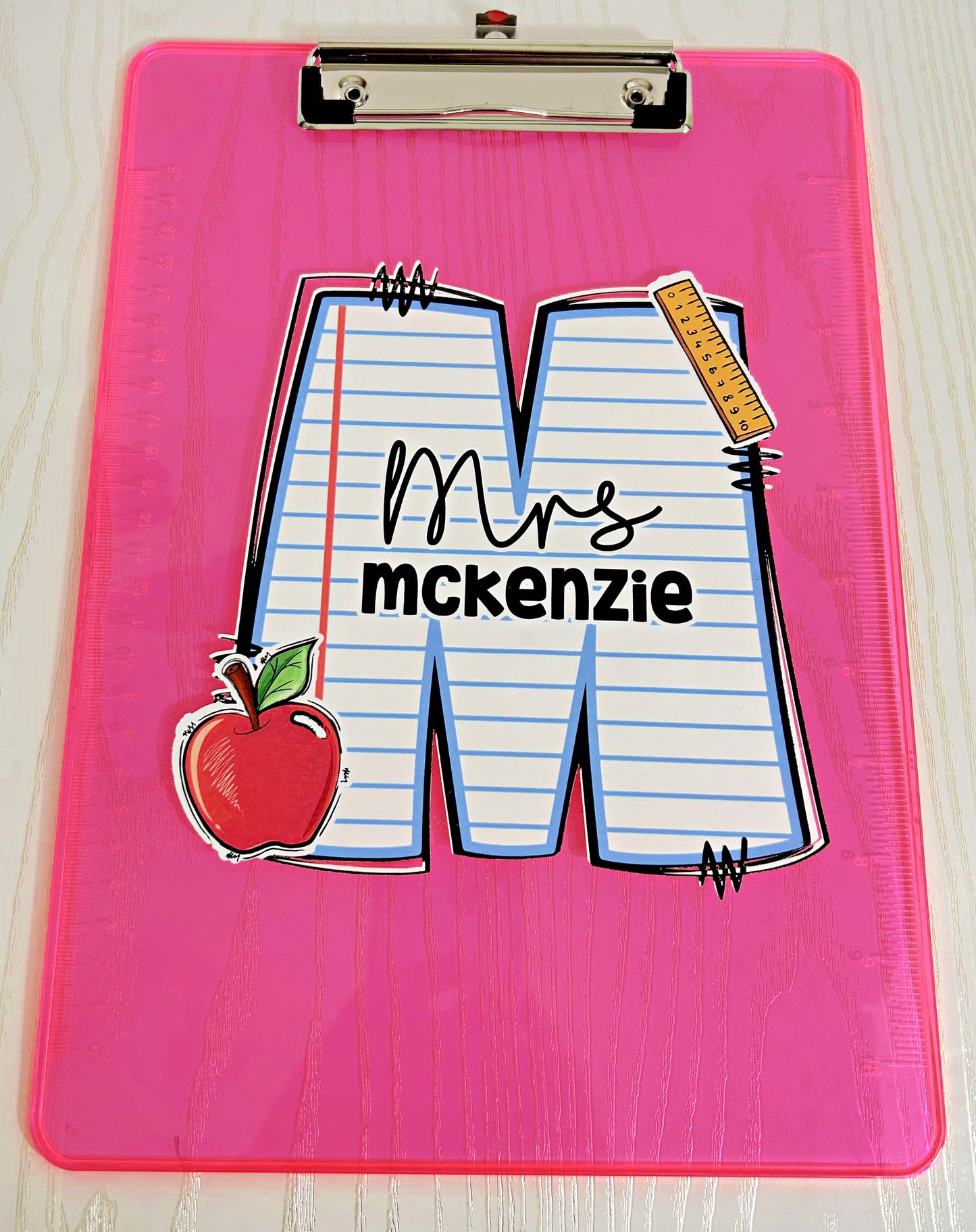 Kenzie's Boutique Handmade Teacher Colored Notebook Clipboard Personalized - Back to School Gift - Kids Supplies - Teacher Appreciation Gift from Student Custom White - Must Haves Essentials for Classroom