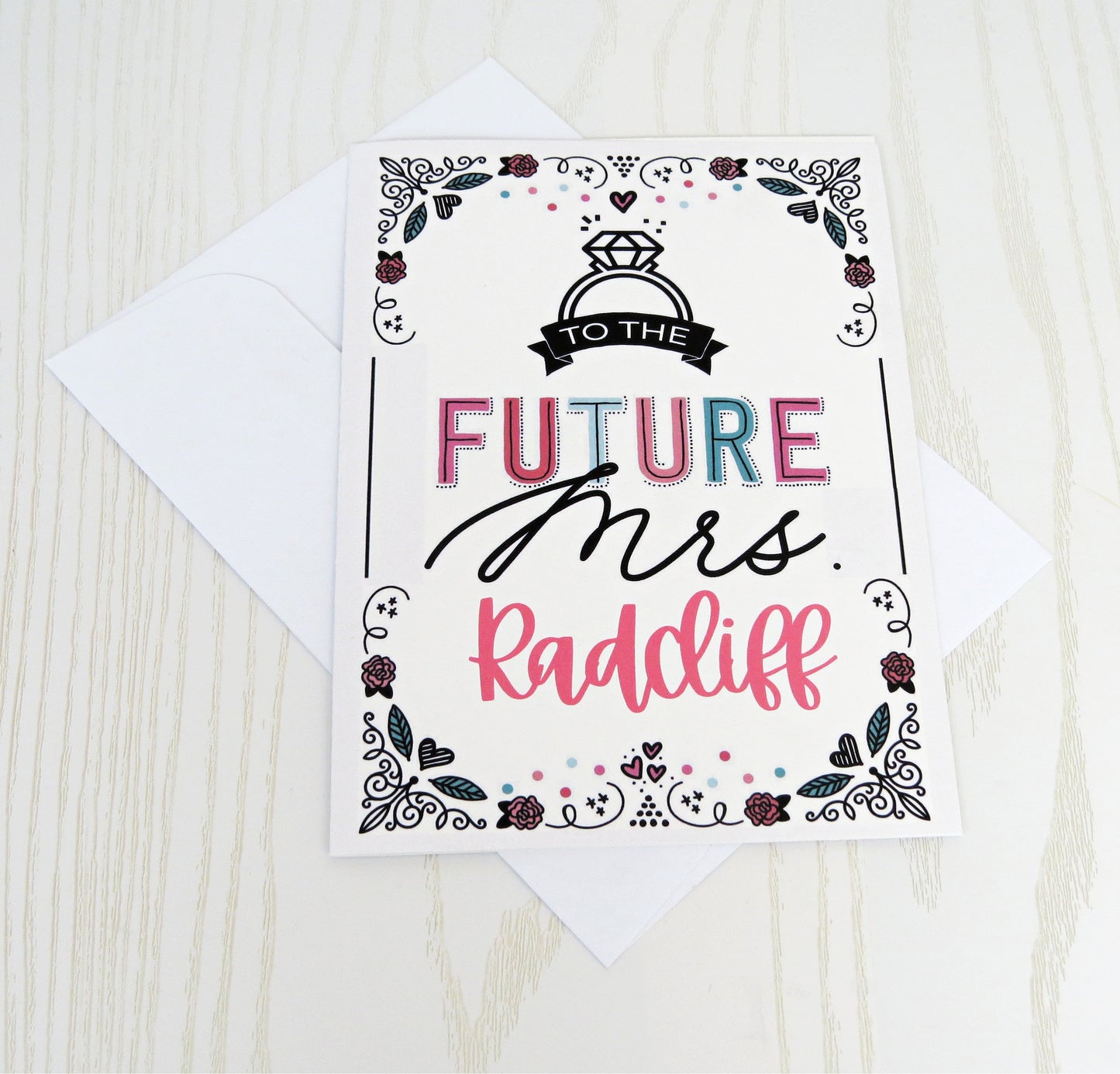 Personalized To the Future Mrs Card - Wedding Bridal Shower Engagement Party Celebration - Bride to Be Unique Gift Card Holder Cash - Folded Card for Her