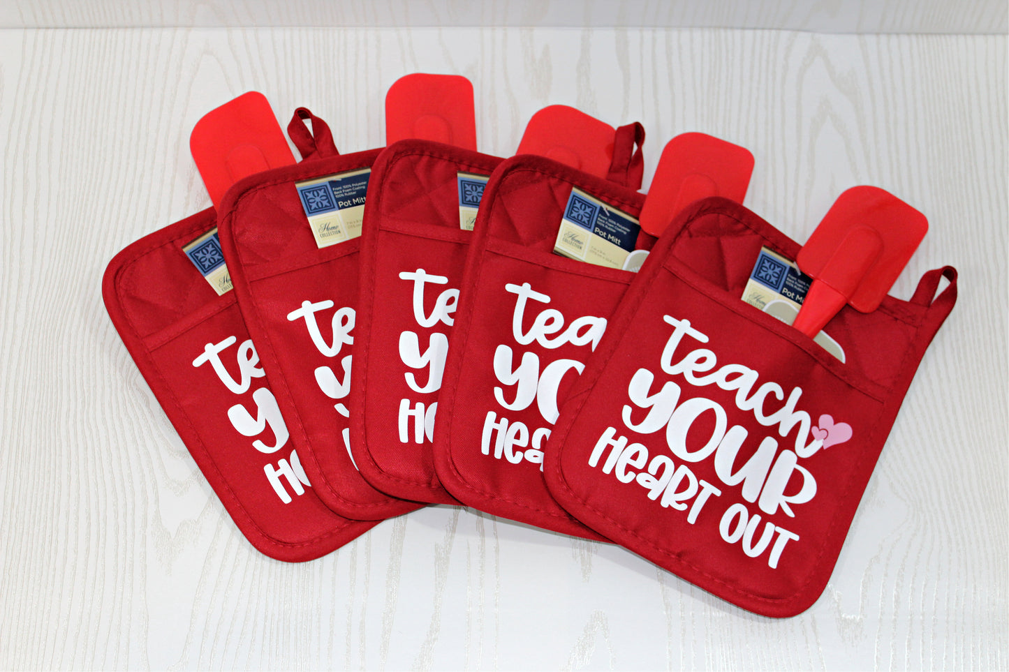 Teach Your Heart Out Teacher Potholder With Spatula! - Potholder Teacher Gift - Oven Mitt Teacher Gift