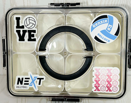 Personalized Volleyball Themed Snack Box - Tournament Snacklebox Custom Case Spring Break Vacation - Hard Box with Snap-Tight Lid - Vacation Food Saver - Car Ride Snack Holder