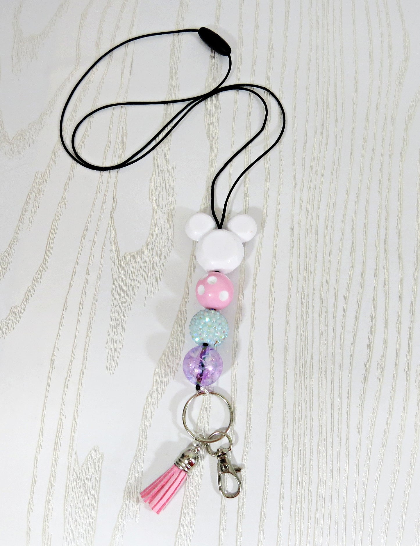 Kenzie's Boutique Handmade Mouse Lanyard - Stylish Cute Beaded Design - Cruise Vacation Parks Breakaway Clasp for ID Badges and Keys - Appreciation Week - Graduation Gift- Practitioner - School Hospital Scrubs