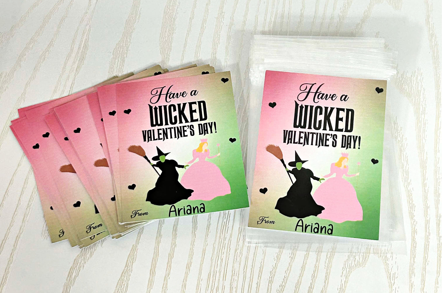 Kenzie's Boutique Handmade Personalized Have a Wicked Valentine's Day Cards - Custom School Exchange Cards with From Field  - Unique Gift for Kids School Classroom - Add Candy Greeting Her Girl