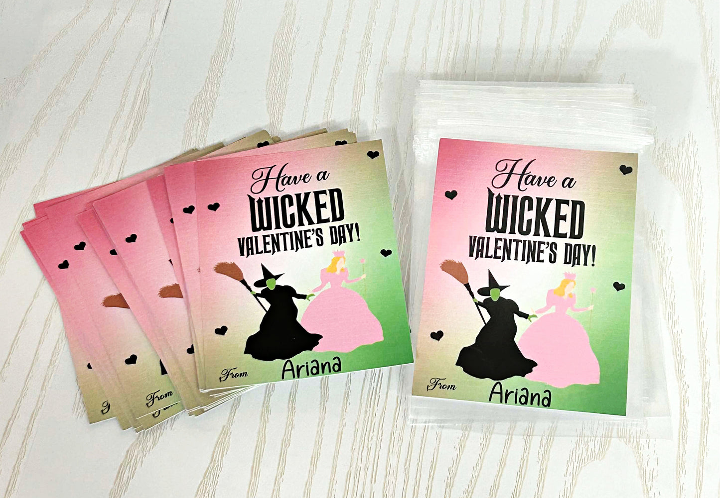 Kenzie's Boutique Handmade Personalized Have a Wicked Valentine's Day Cards - Custom School Exchange Cards with From Field  - Unique Gift for Kids School Classroom - Add Candy Greeting Her Girl