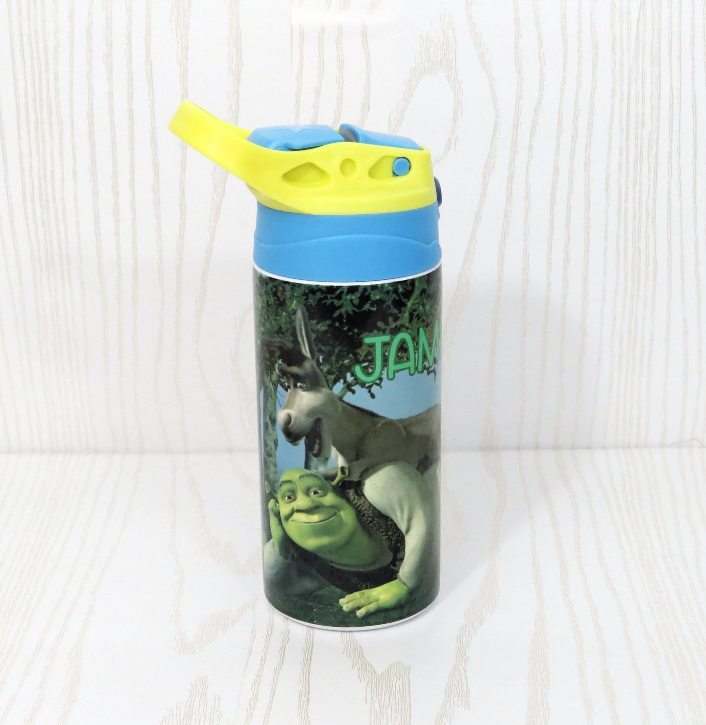 12 oz Green Ogre Steel Baseball Tumbler - Boys Water Bottle - Flip Top - Insulated Reusable - Straw - Personalized Custom with Handle