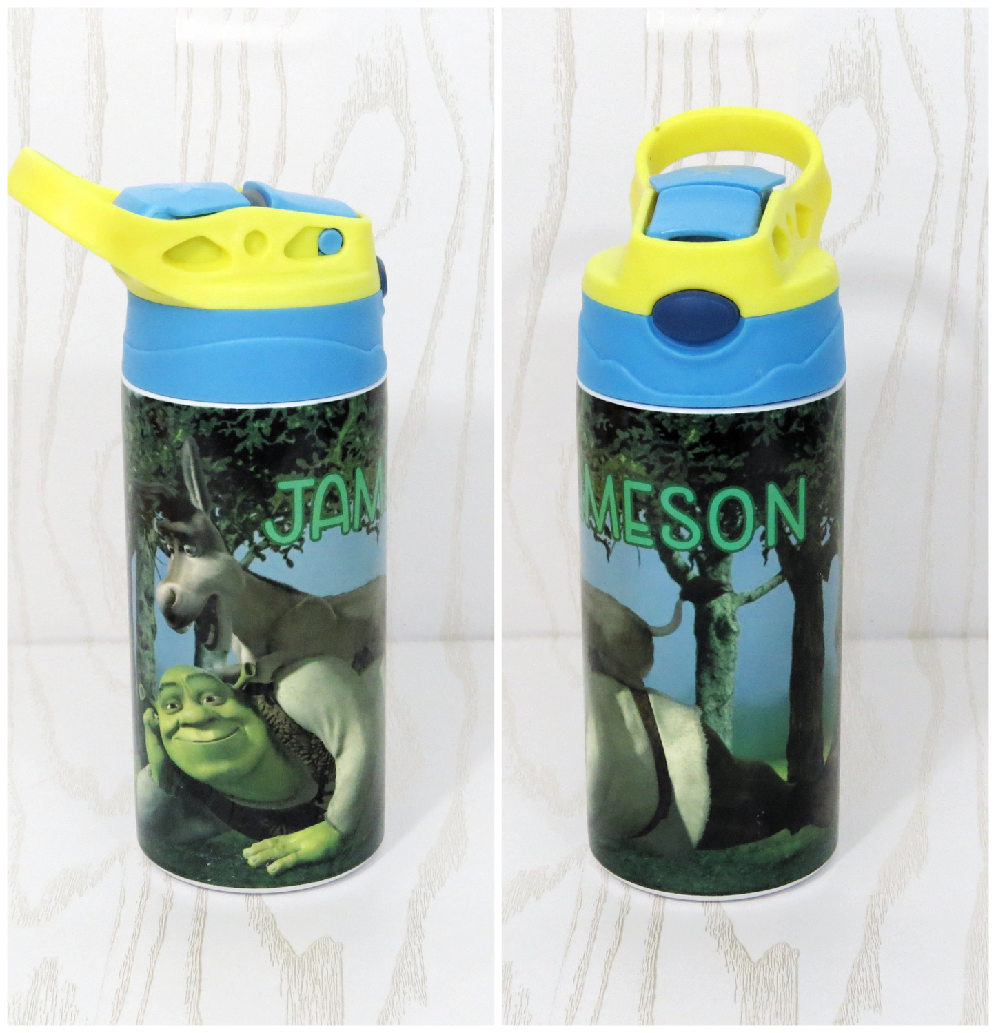 12 oz Green Ogre Steel Baseball Tumbler - Boys Water Bottle - Flip Top - Insulated Reusable - Straw - Personalized Custom with Handle