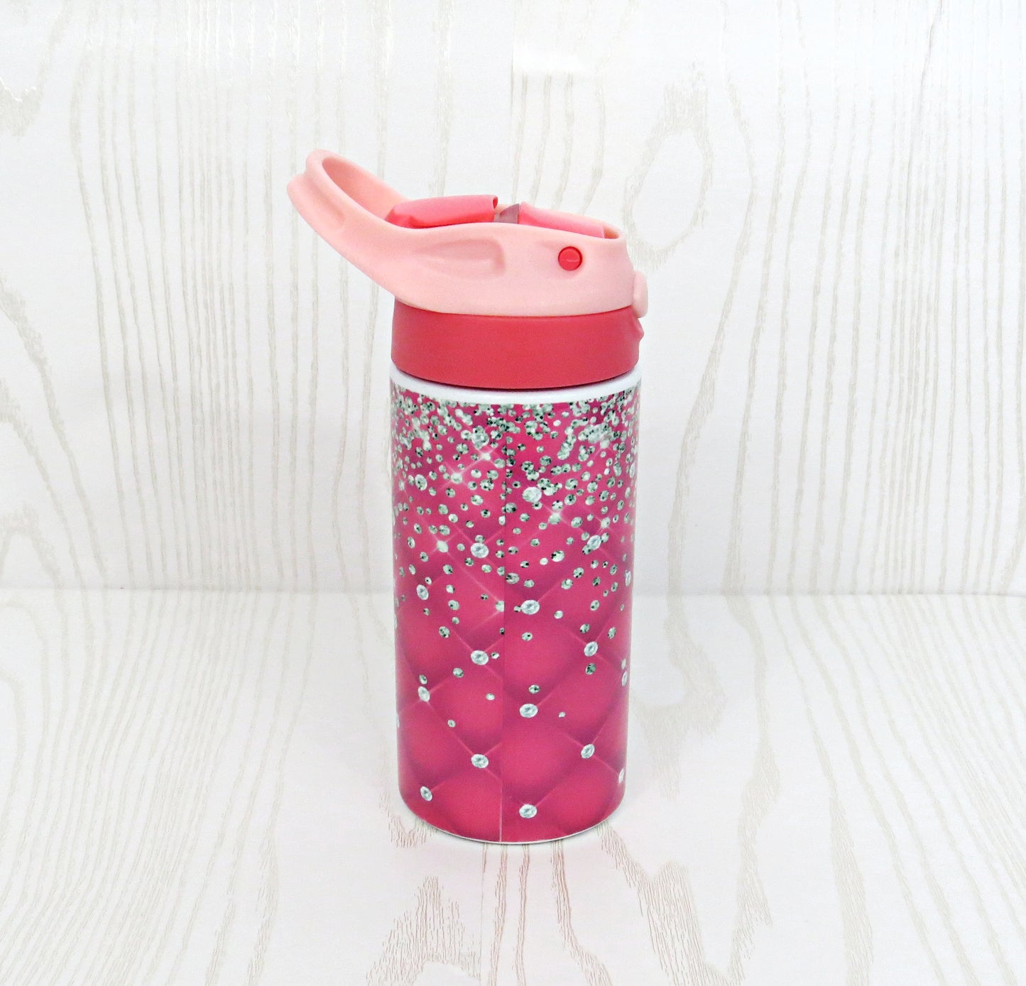 12 oz Stainless Steel Pink Mouse Tumbler - Girls Water Bottle - Flip Top - Insulated Reusable - Straw - Personalized Custom with Handle