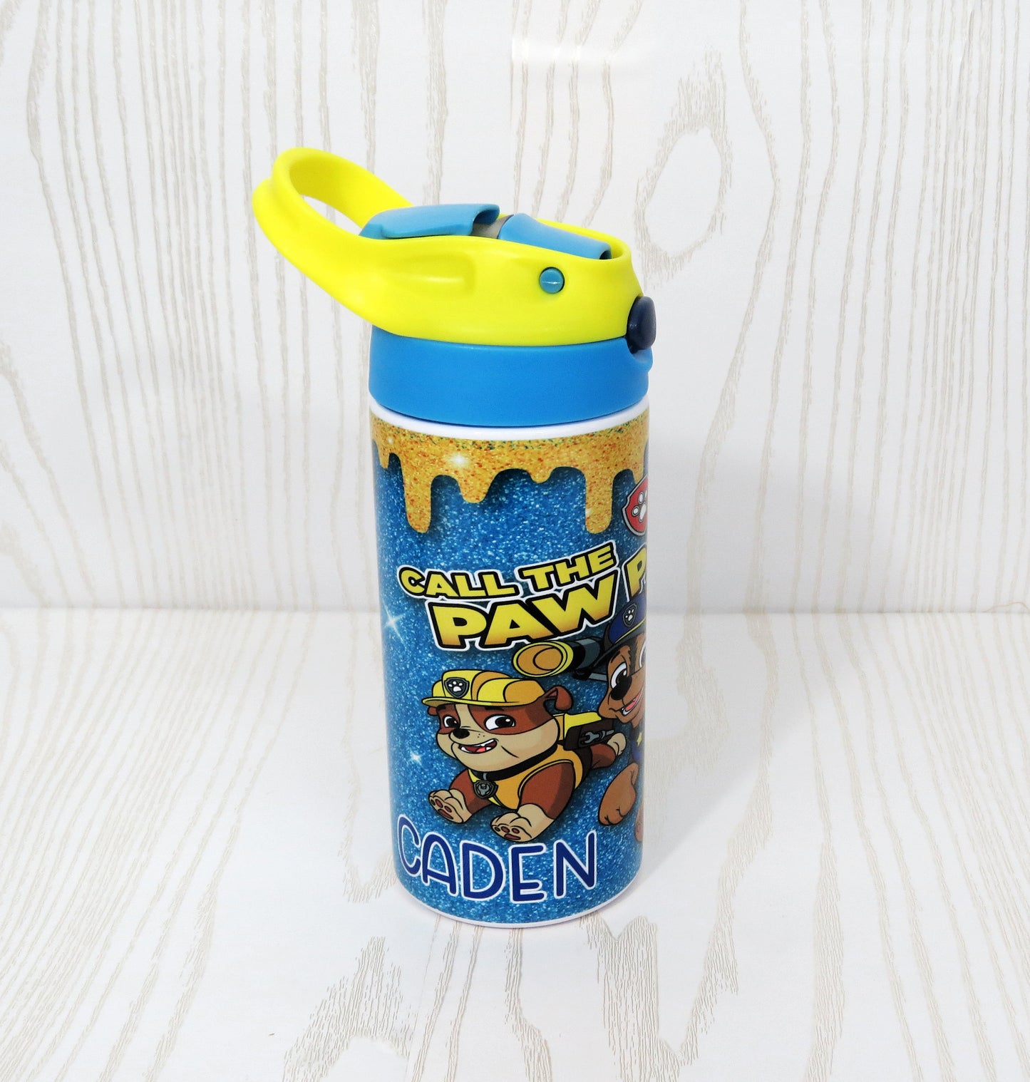 12 oz Stainless Steel Dog Doggy Doggie Tumbler - Boys Water Bottle - Flip Top - Insulated Reusable - Straw - Personalized Custom with Handle