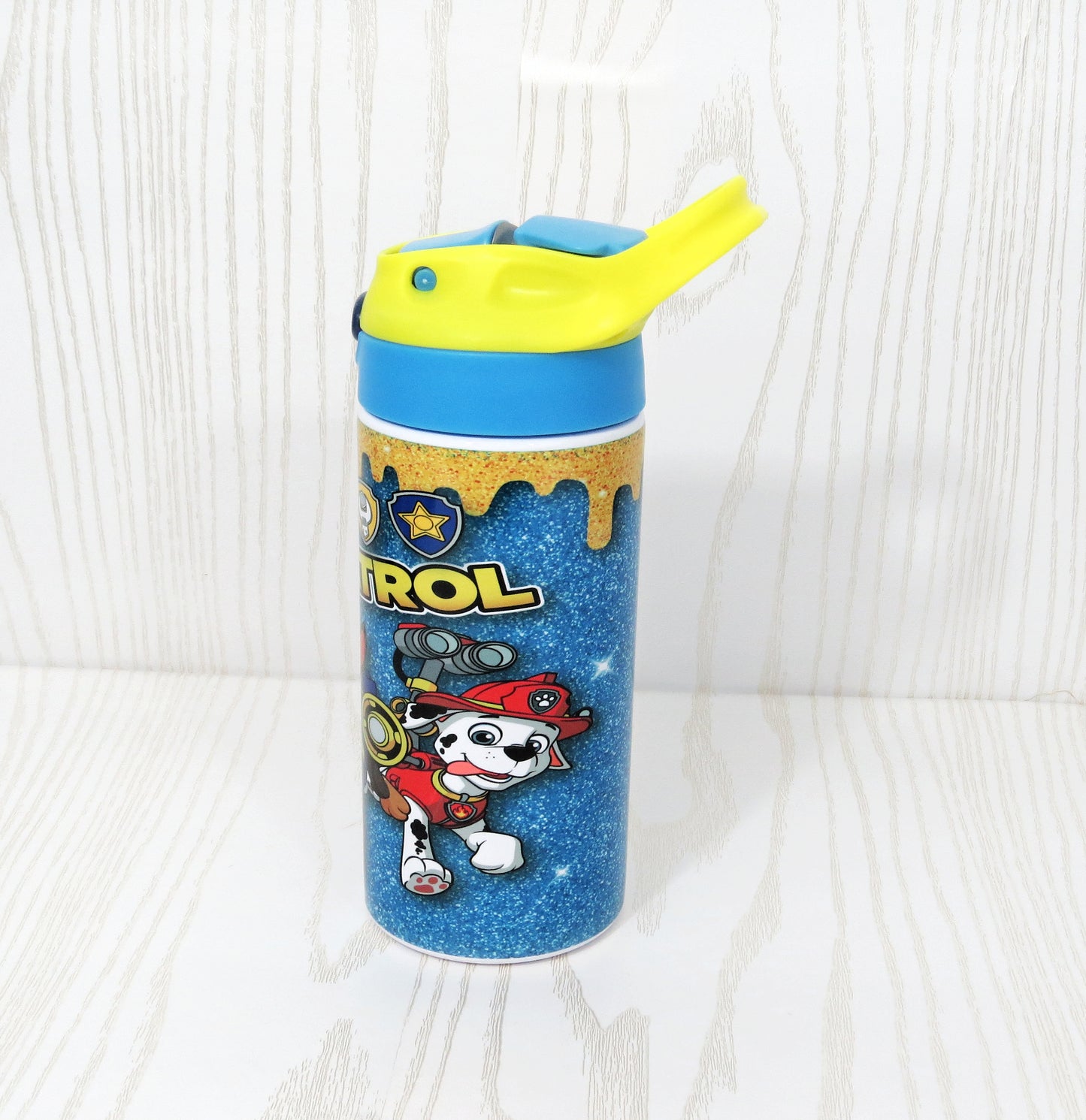 12 oz Stainless Steel Dog Doggy Doggie Tumbler - Boys Water Bottle - Flip Top - Insulated Reusable - Straw - Personalized Custom with Handle