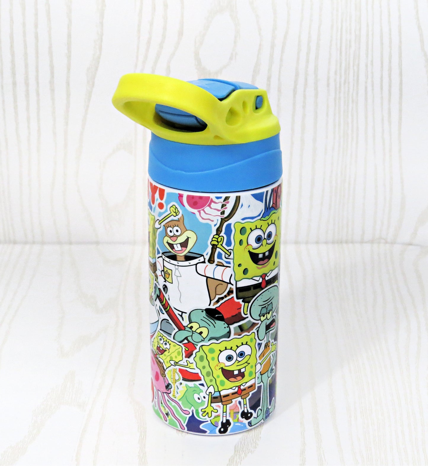 12 oz Stainless Steel Underwater Characters Tumbler - Boys Water Bottle - Flip Top - Insulated Reusable - Straw - Personalized Custom with Handle