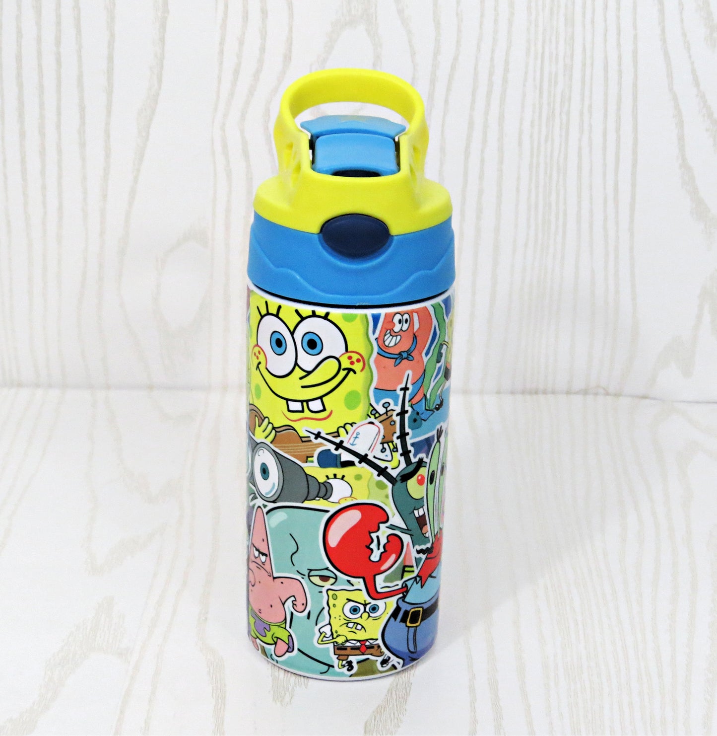 12 oz Stainless Steel Underwater Characters Tumbler - Boys Water Bottle - Flip Top - Insulated Reusable - Straw - Personalized Custom with Handle