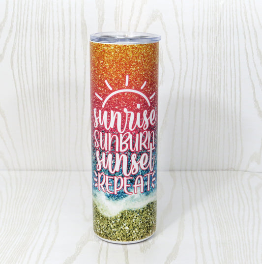 Sublimation 30 oz Sunrise, Sunburn, Setset, Repeat Vacation Tumbler - Girls Weekend - Girls Trip Tumbler - Customizable Tumblers