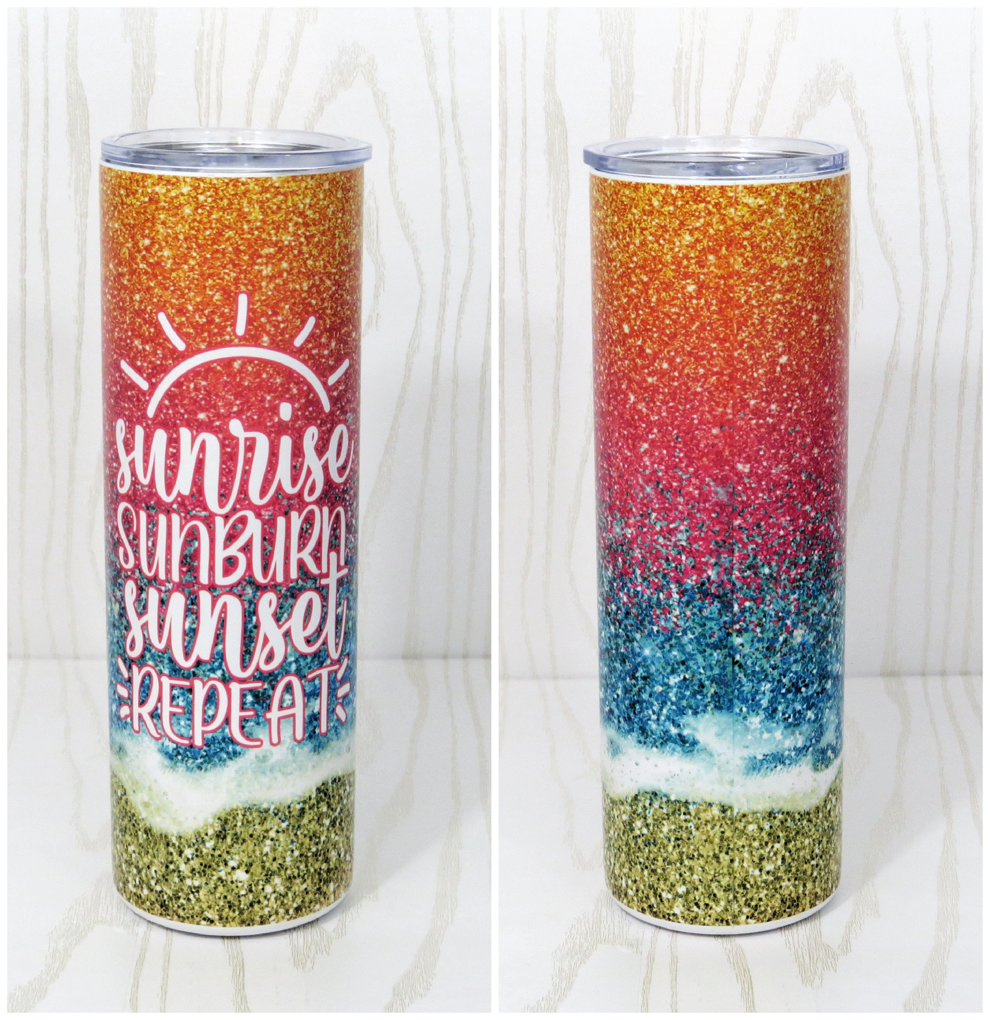 Sublimation 30 oz Sunrise, Sunburn, Setset, Repeat Vacation Tumbler - Girls Weekend - Girls Trip Tumbler - Customizable Tumblers