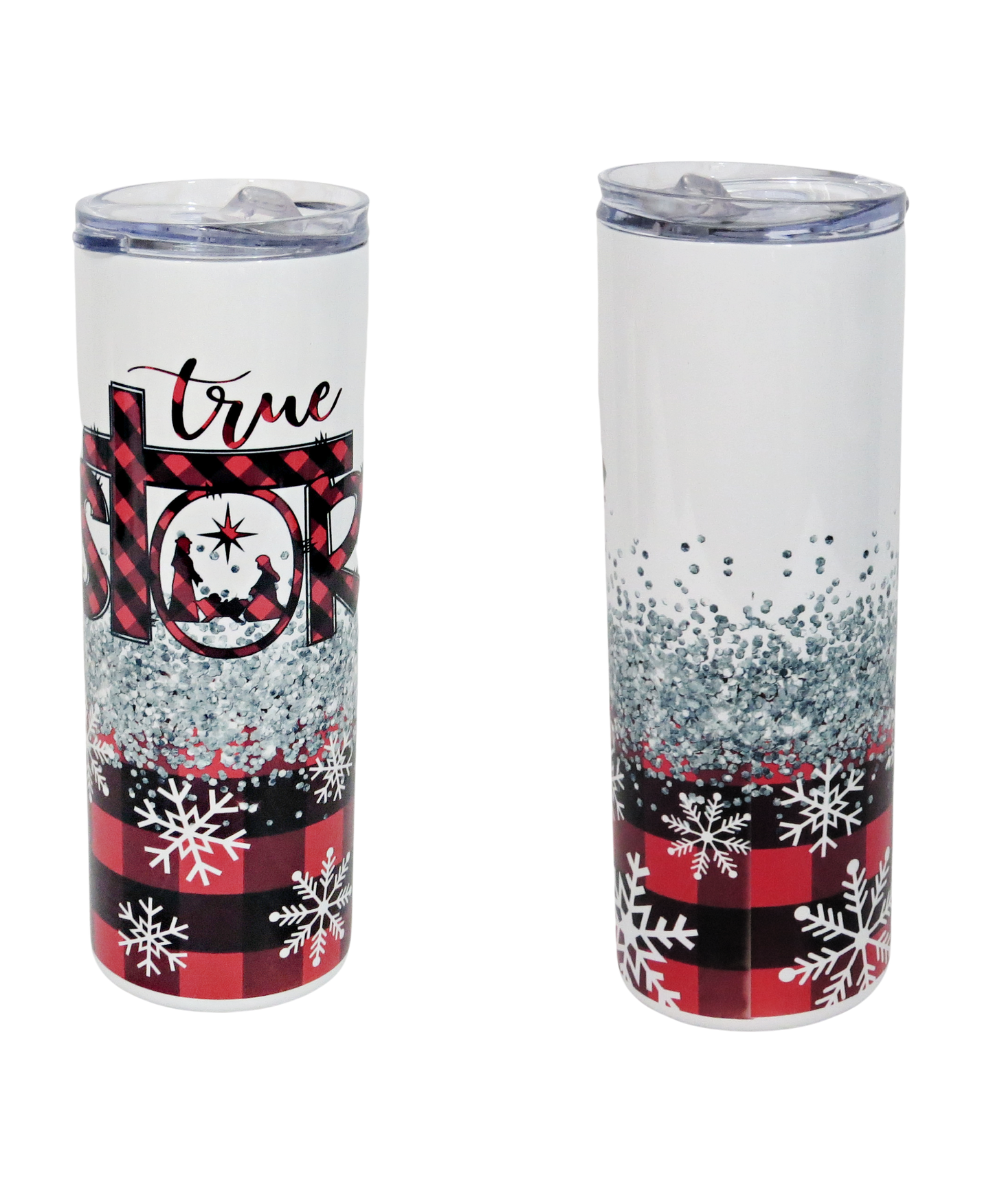 20 oz True Story Nativity Stainless Steel Skinny Tumbler - Includes Straw and Lid – Holiday Gift Secret Santa - Winter Themed Church