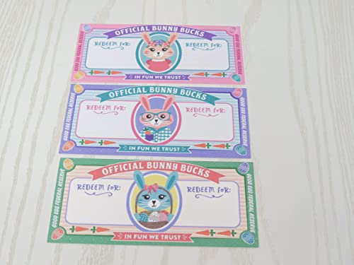 Custom Easter Bunny Bucks for Easter Basket - Easter Egg Fillers - Unique Money Alternative - Easter Coupons for Kids Boys Girls - Egg Hunt Activity