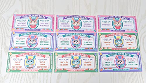 Custom Easter Bunny Bucks for Easter Basket - Easter Egg Fillers - Unique Money Alternative - Easter Coupons for Kids Boys Girls - Egg Hunt Activity