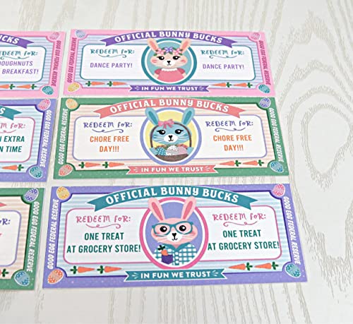 Custom Easter Bunny Bucks for Easter Basket - Easter Egg Fillers - Unique Money Alternative - Easter Coupons for Kids Boys Girls - Egg Hunt Activity