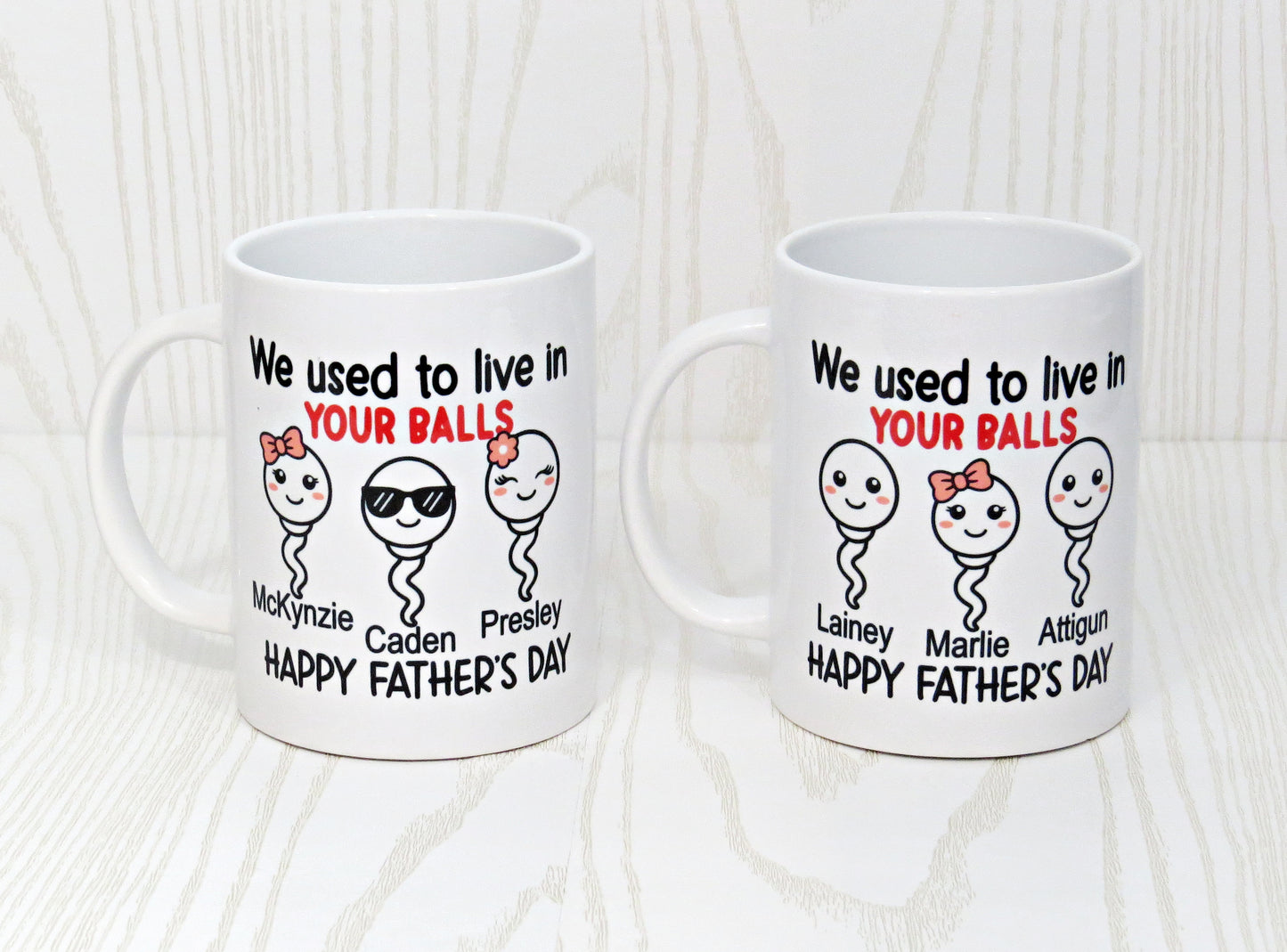 Personalized We Used To Live In Your Balls Funny Fathers Day Mug For Dad - Father From Daughter Son Custom Multi Kids Name Swimming Sperm Mug Gifts