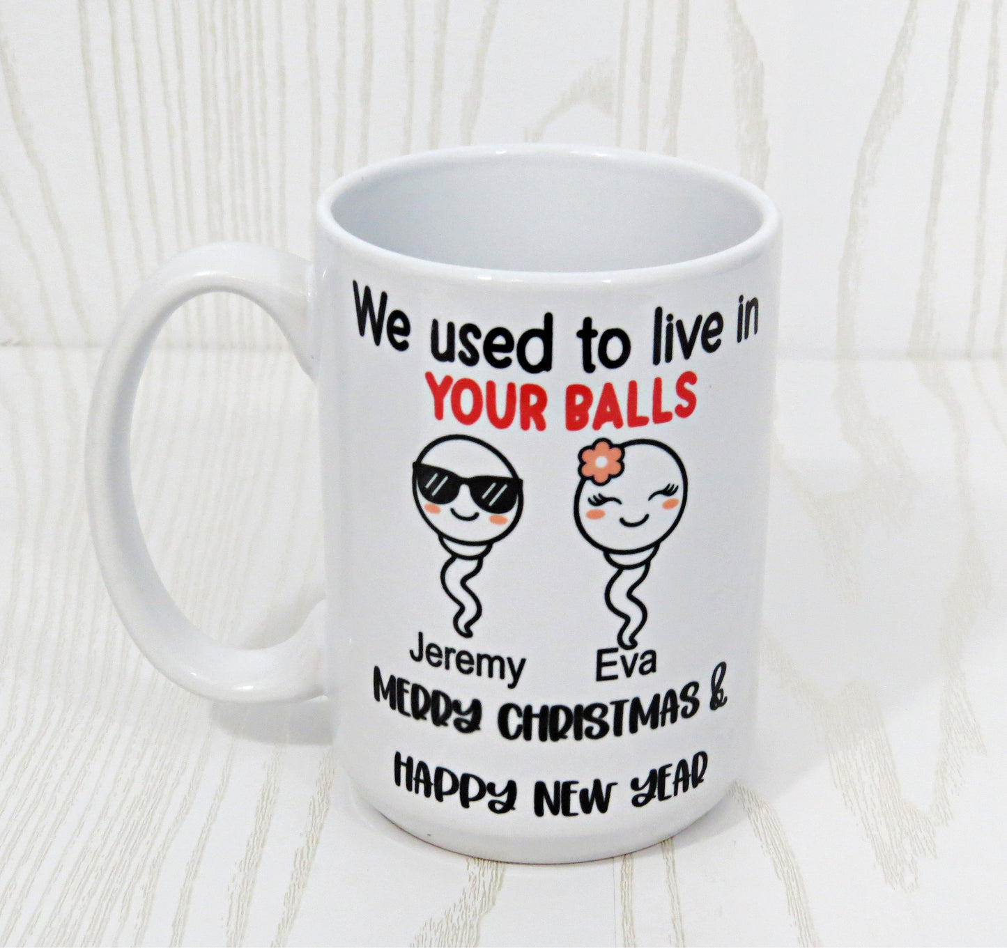 Personalized We Used To Live In Your Balls Funny Fathers Day Mug For Dad - Father From Daughter Son Custom Multi Kids Name Swimming Sperm Mug Gifts