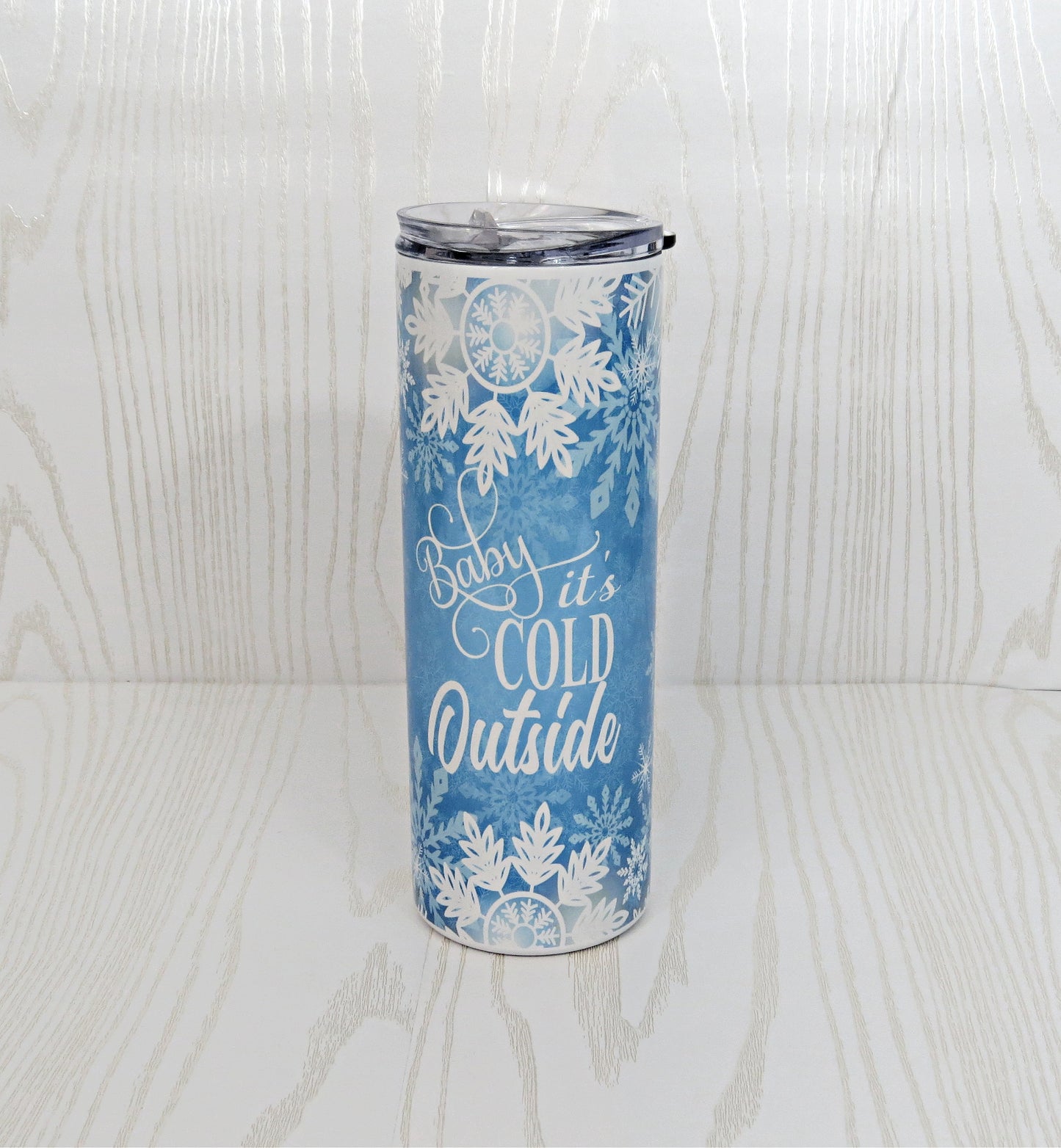 20 oz Baby It's Cold Outside Stainless Steel Skinny Tumbler - Includes Straw and Lid – Holiday Gift Secret Santa - Winter Themed