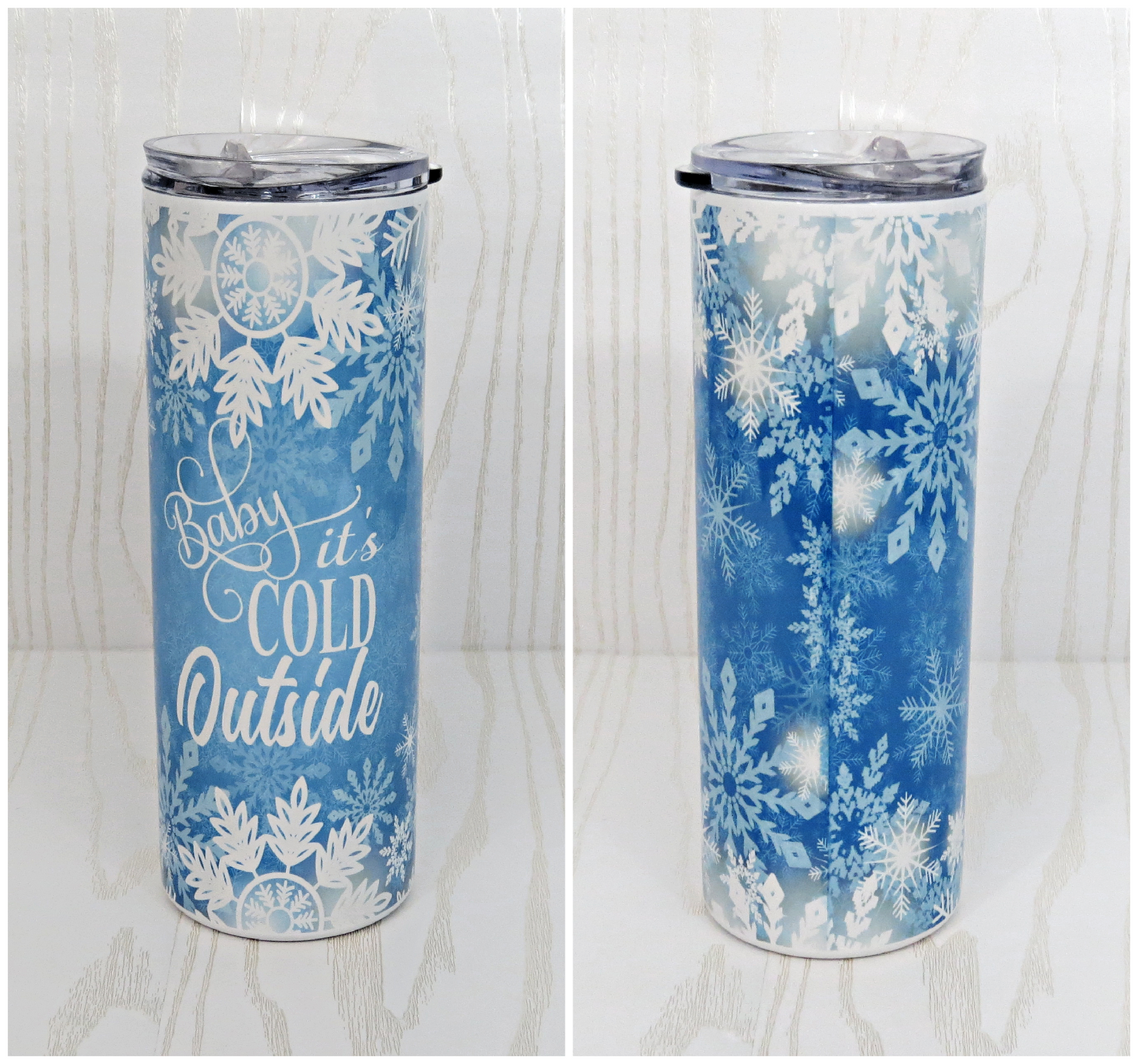 20 oz Baby It's Cold Outside Stainless Steel Skinny Tumbler - Includes Straw and Lid – Holiday Gift Secret Santa - Winter Themed