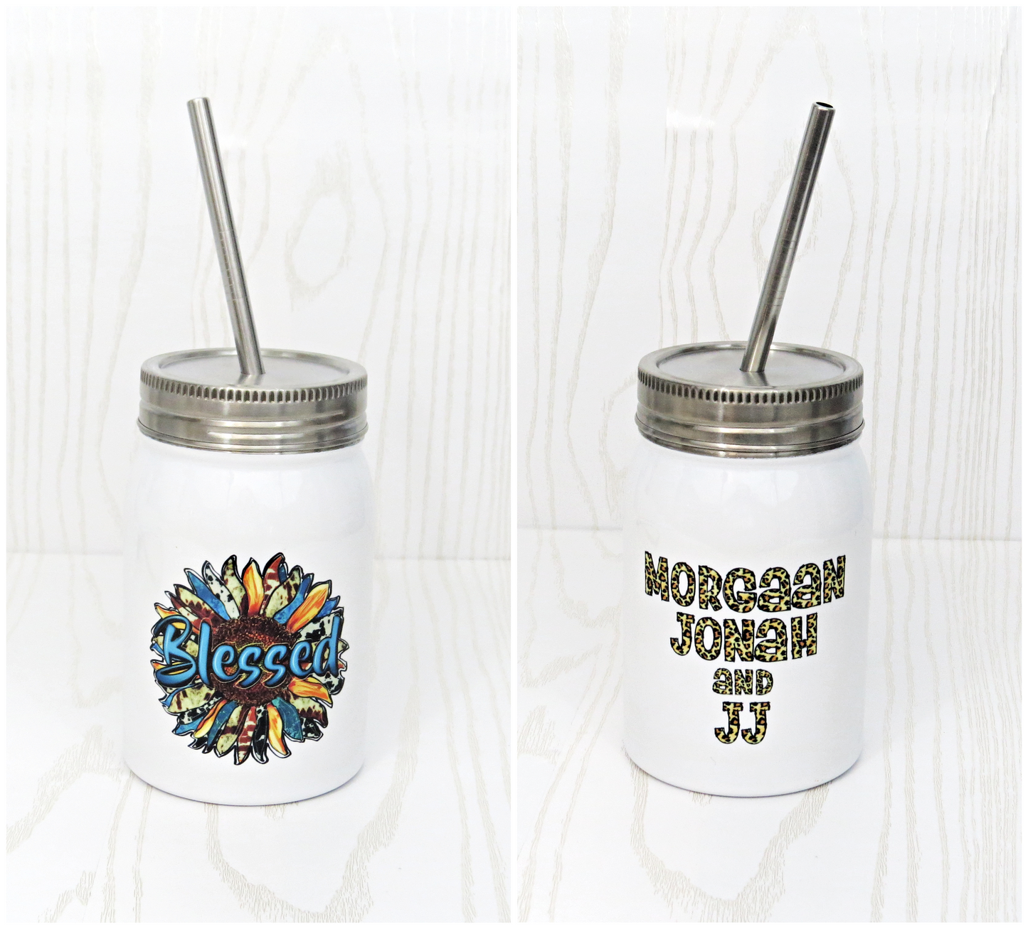 16 oz Mom & Kids Mason Jar Tumbler - Mom Gift Includes Straw and Lid – Holiday Gift Secret Santa - Birthday Mothers Day