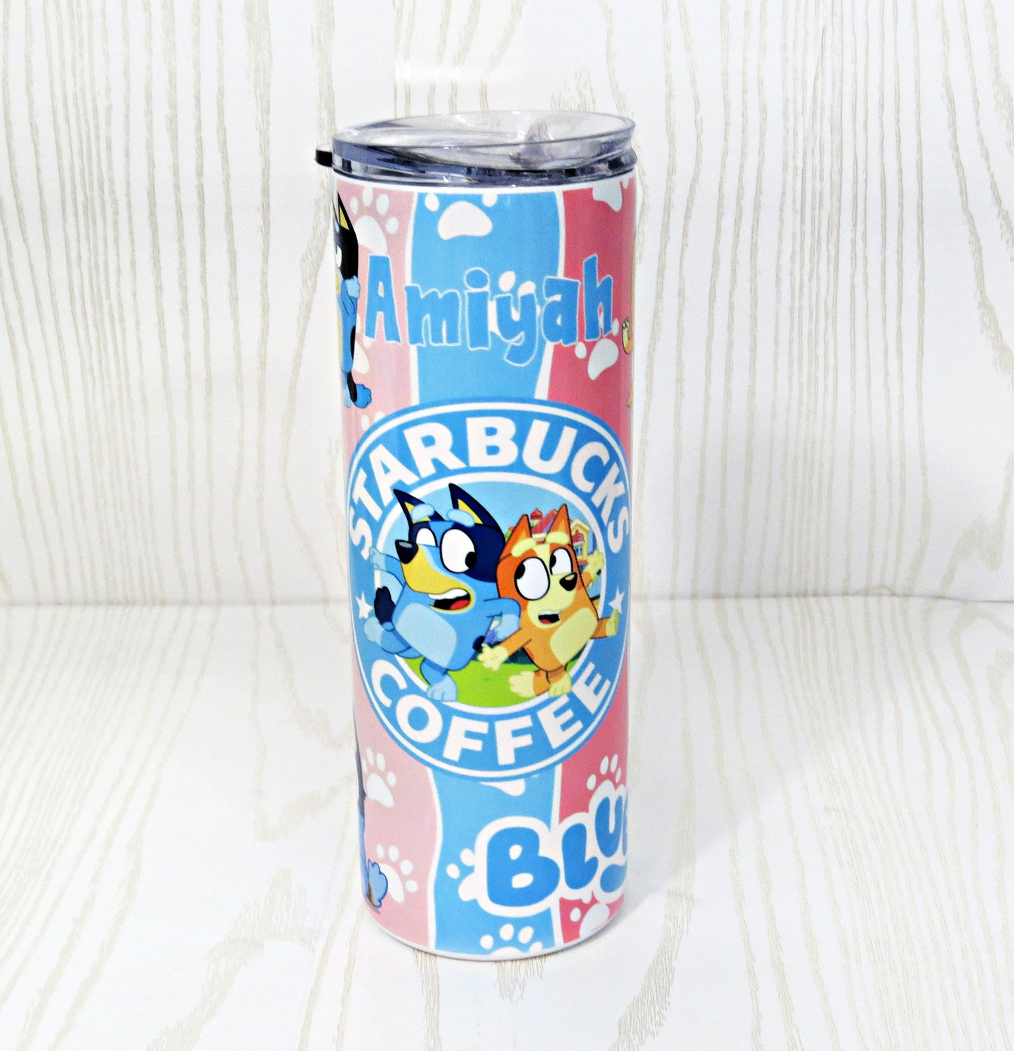 20 oz Stainless Steel Blue Dog Tumbler - Kids Tumbler Drink