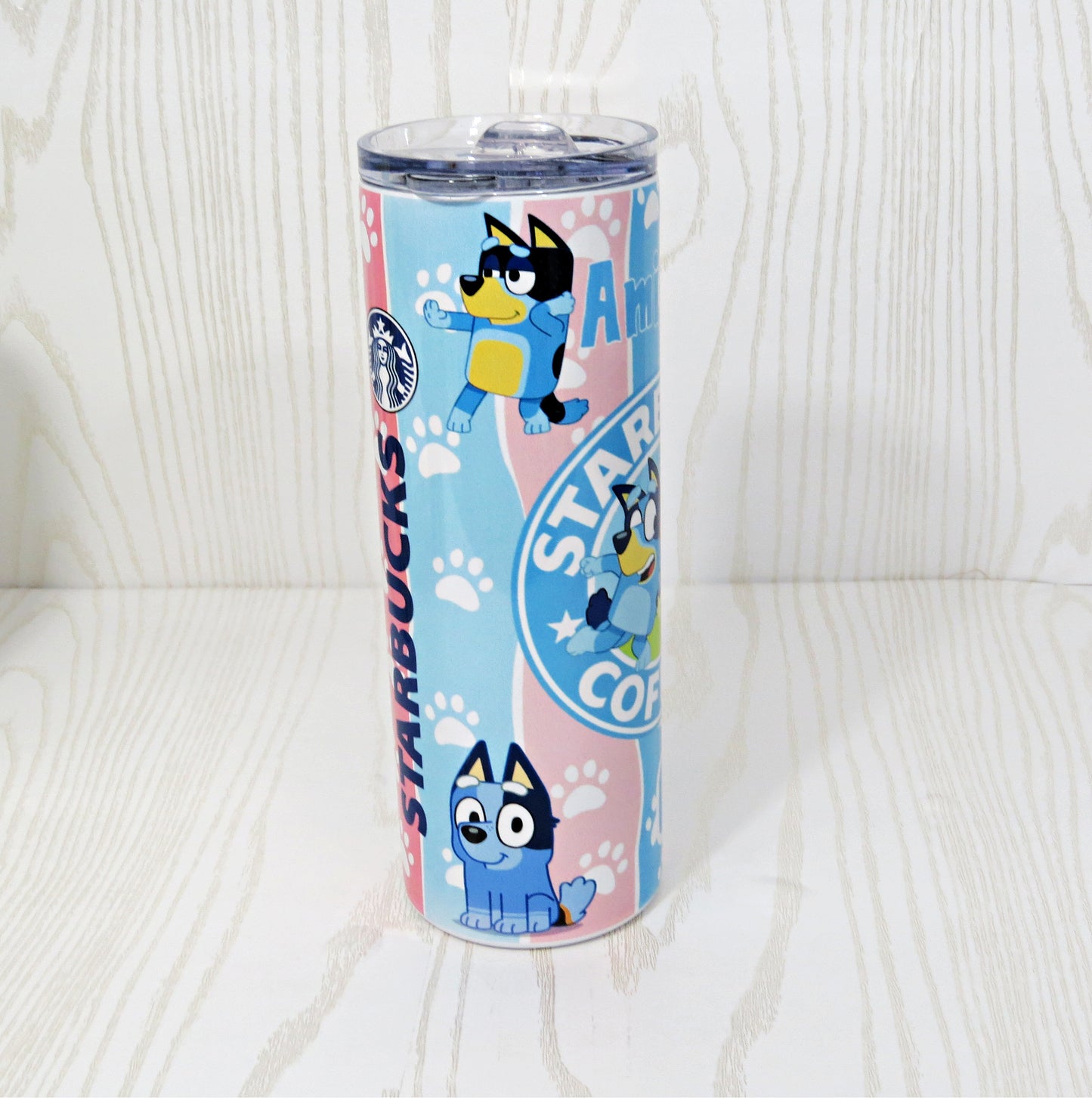 20 oz Stainless Steel Blue Dog Tumbler - Kids Tumbler Drink