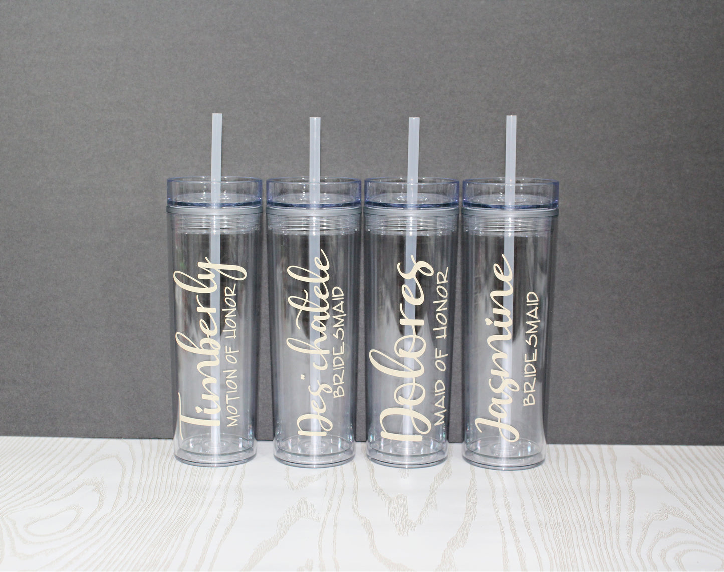 Bridal party tumbler - Personalized Skinny Tumbler with Lid and Straw - Monogrammed Tumbler