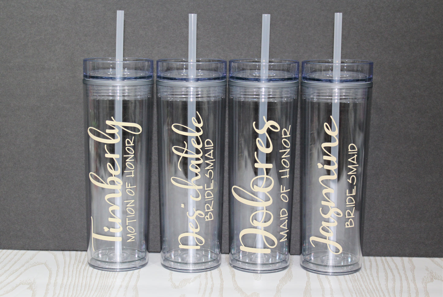 Bridal party tumbler - Personalized Skinny Tumbler with Lid and Straw - Monogrammed Tumbler