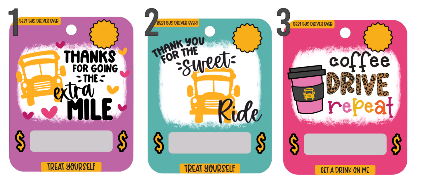 Bus Driver Money Card with Plastic Dome - Christmas Gift - Unique Money Holder for Cash Gift - Christmas Greeting Cards - Hanging Ornament - Gift Card Chapstick