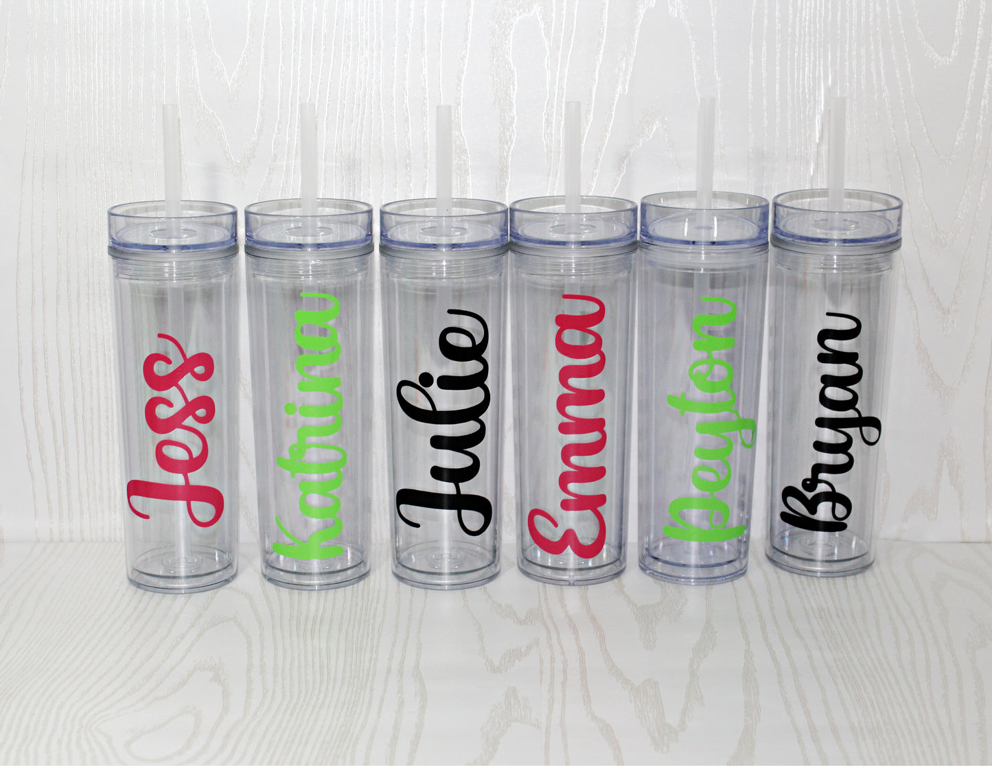 Cute Personalized Clear Tumbler - Bridal Party Cup - Custom Tumbler with Lid and Straw