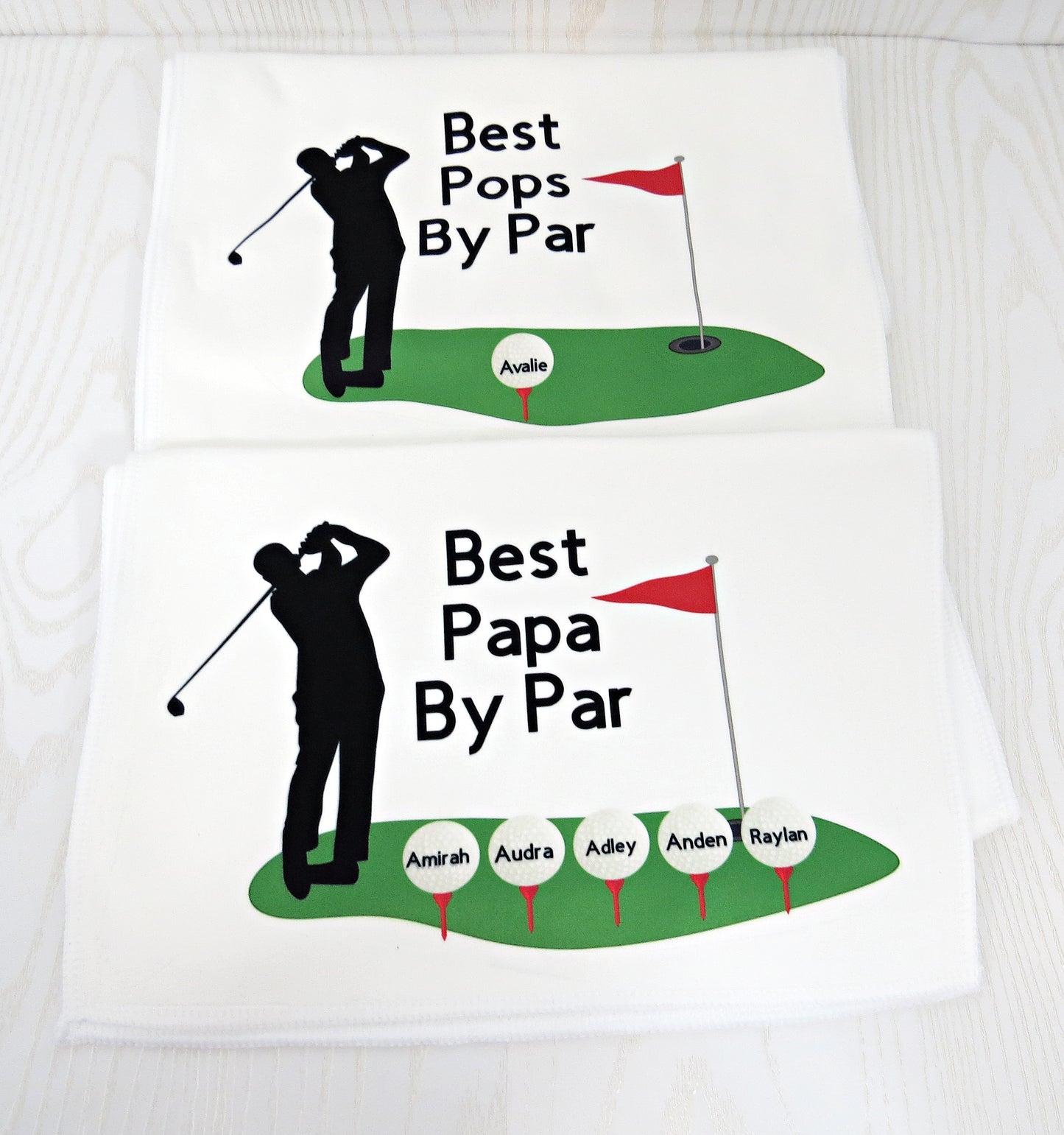 Personalized Golf Towel with Kids Names For Men - For Golf Bags - Custom Gift - Funny - Best Dad by Par - Grandpa - Birthday Fathers Day Gift