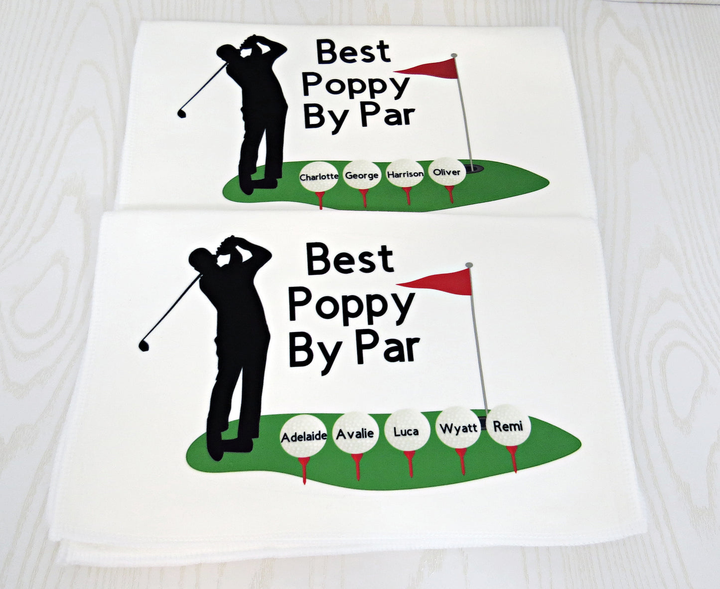 Personalized Golf Towel with Kids Names For Men - For Golf Bags - Custom Gift - Funny - Best Dad by Par - Grandpa - Birthday Fathers Day Gift