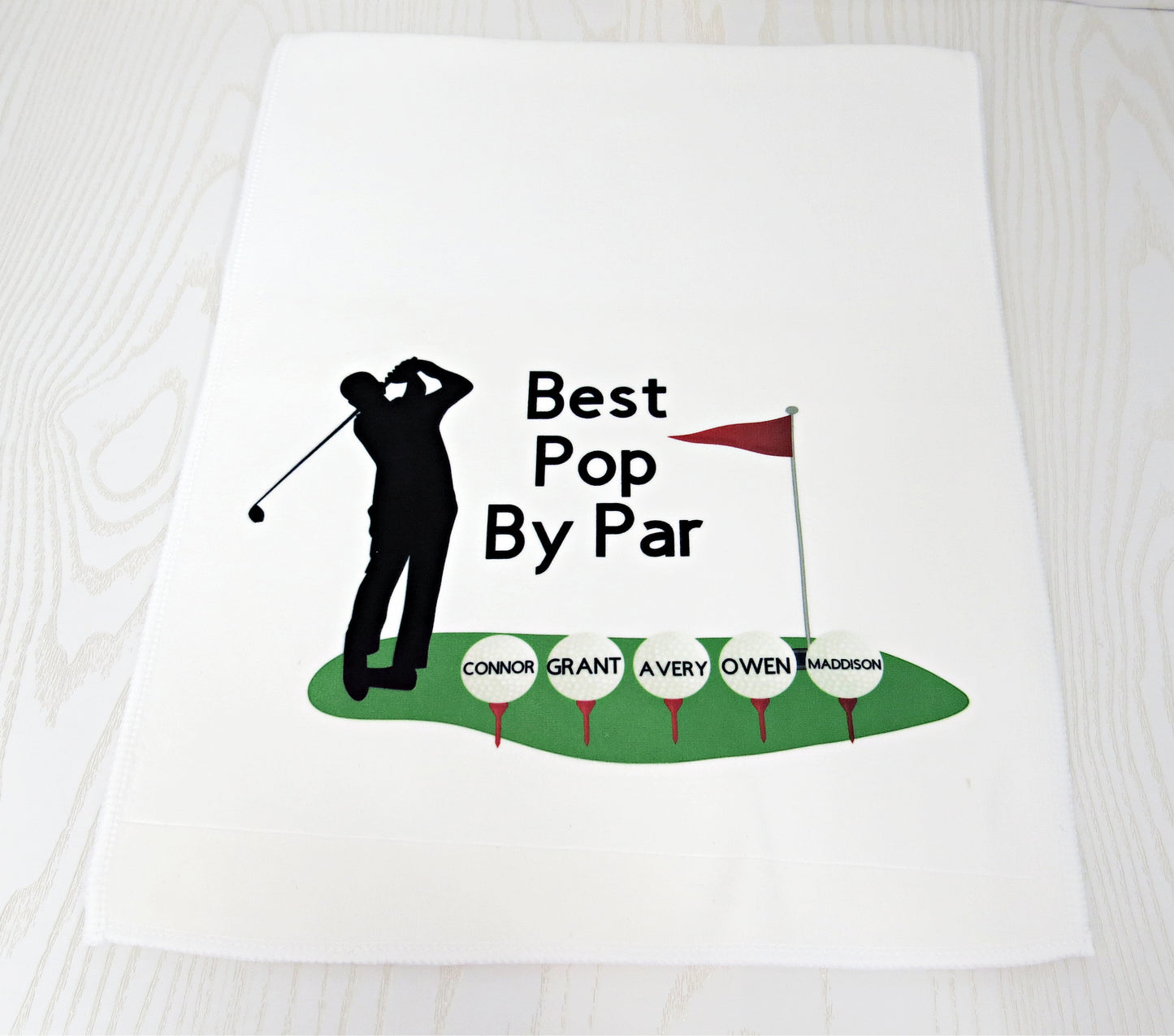 Personalized Golf Towel with Kids Names For Men - For Golf Bags - Custom Gift - Funny - Best Dad by Par - Grandpa - Birthday Fathers Day Gift