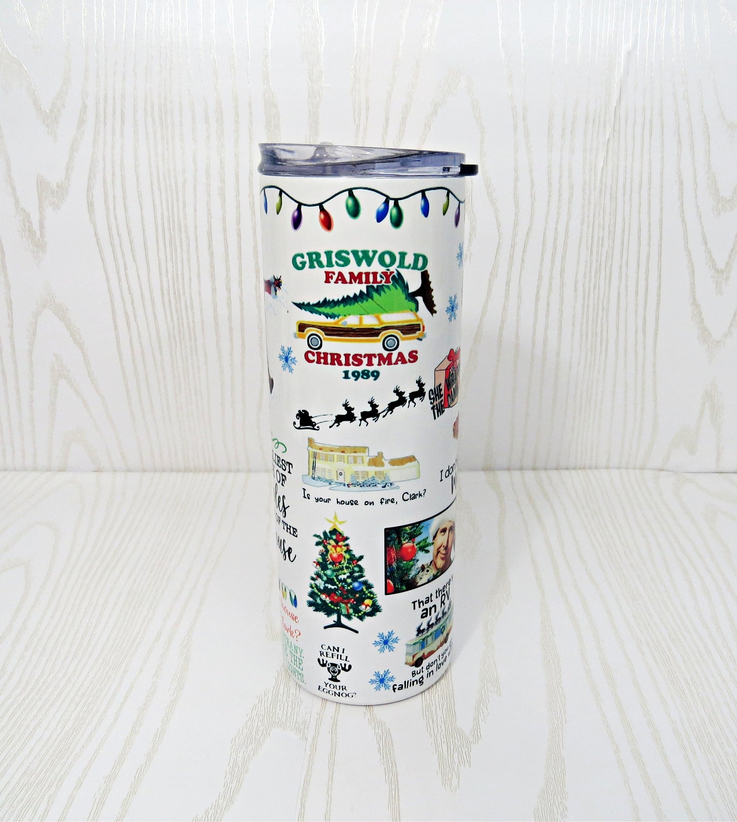 20 oz Christmas Vacation Stainless Steel Skinny Tumbler - Griswolds - Includes Straw and Lid – Holiday Gift Secret Santa