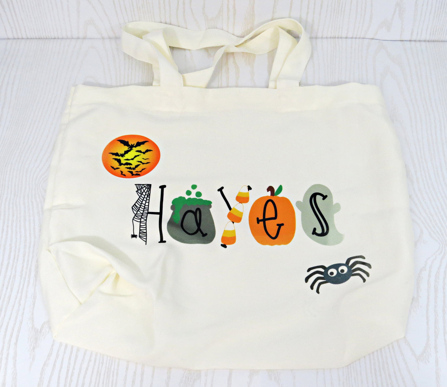 Halloween Candy Tote for Candy - Personalized Trick or Treat Bag with Handles - Reusable Custom Basket