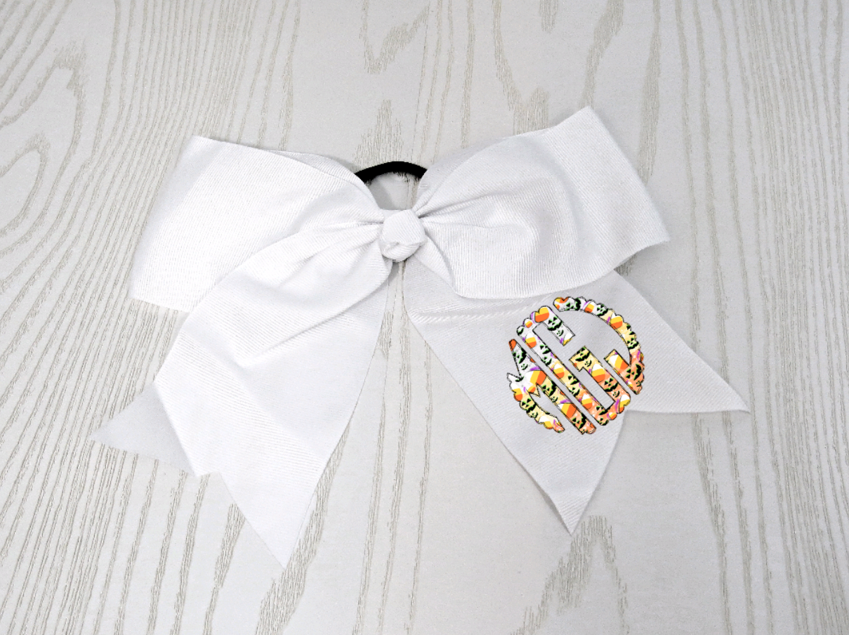 Halloween Personalized Hair Bow for Girls - Boo Hair Tie Accessory- Custom White Preppy Bow Trick or Treat - Cheer 8" Bow - Ribbon