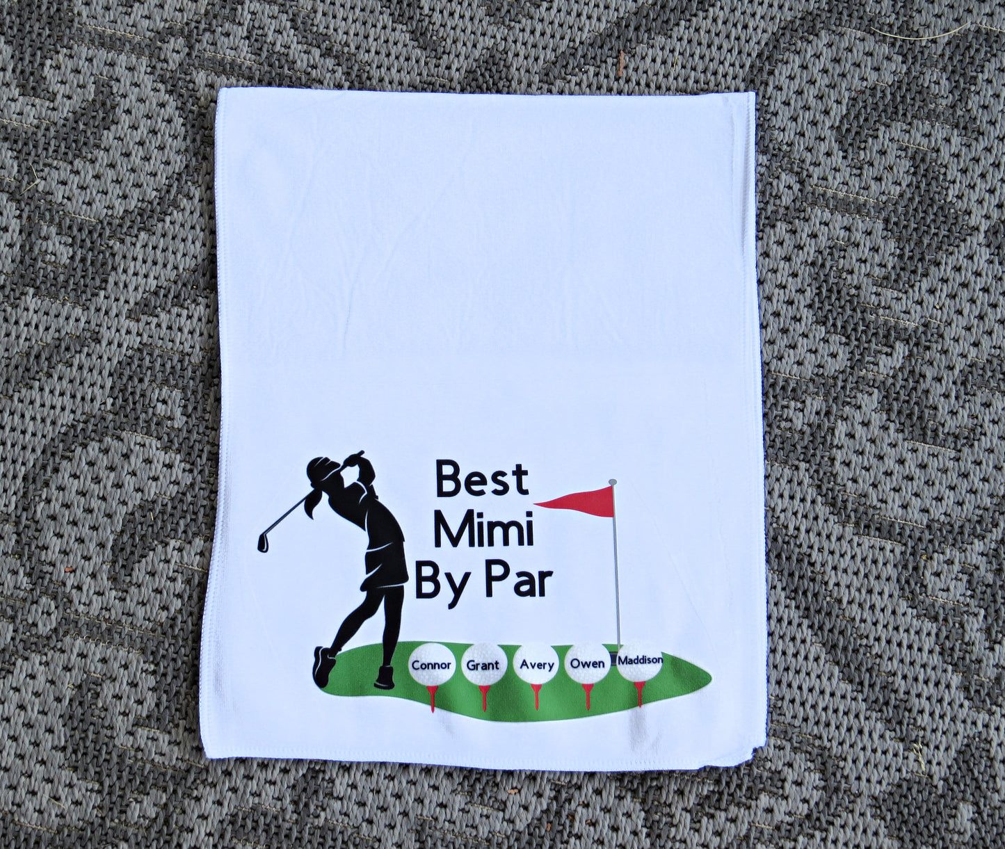 Personalized Golf Towel with Kids Names For Men - For Golf Bags - Custom Gift - Funny - Best Dad by Par - Grandpa - Birthday Fathers Day Gift