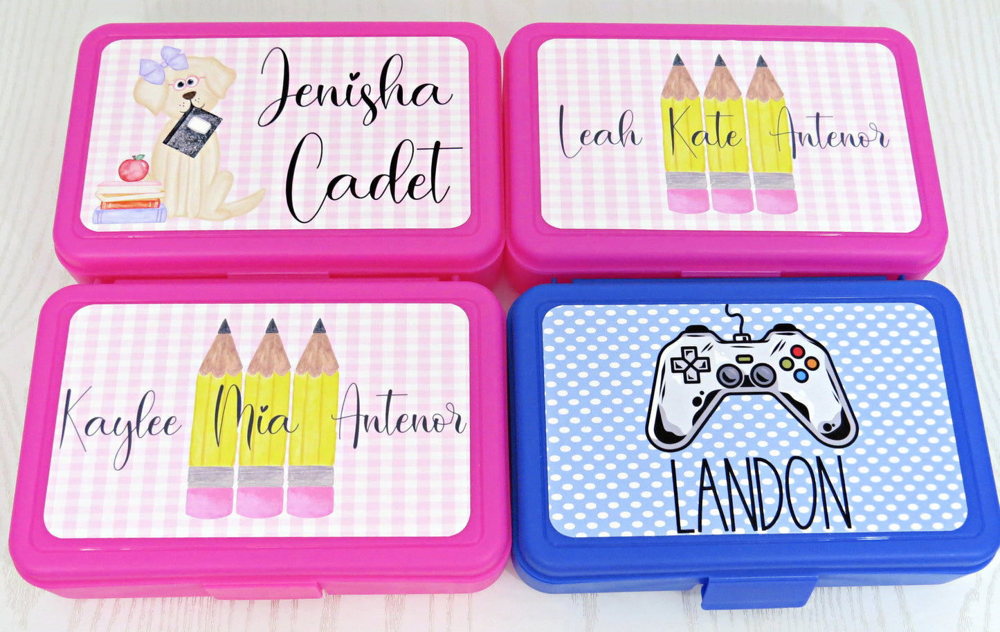 Personalized Pencil Case - Custom Marker Box - Hard Crayon Box with Snap-Tight Lid - Supply Boxes for Kids Boys School Classroom - Back to School