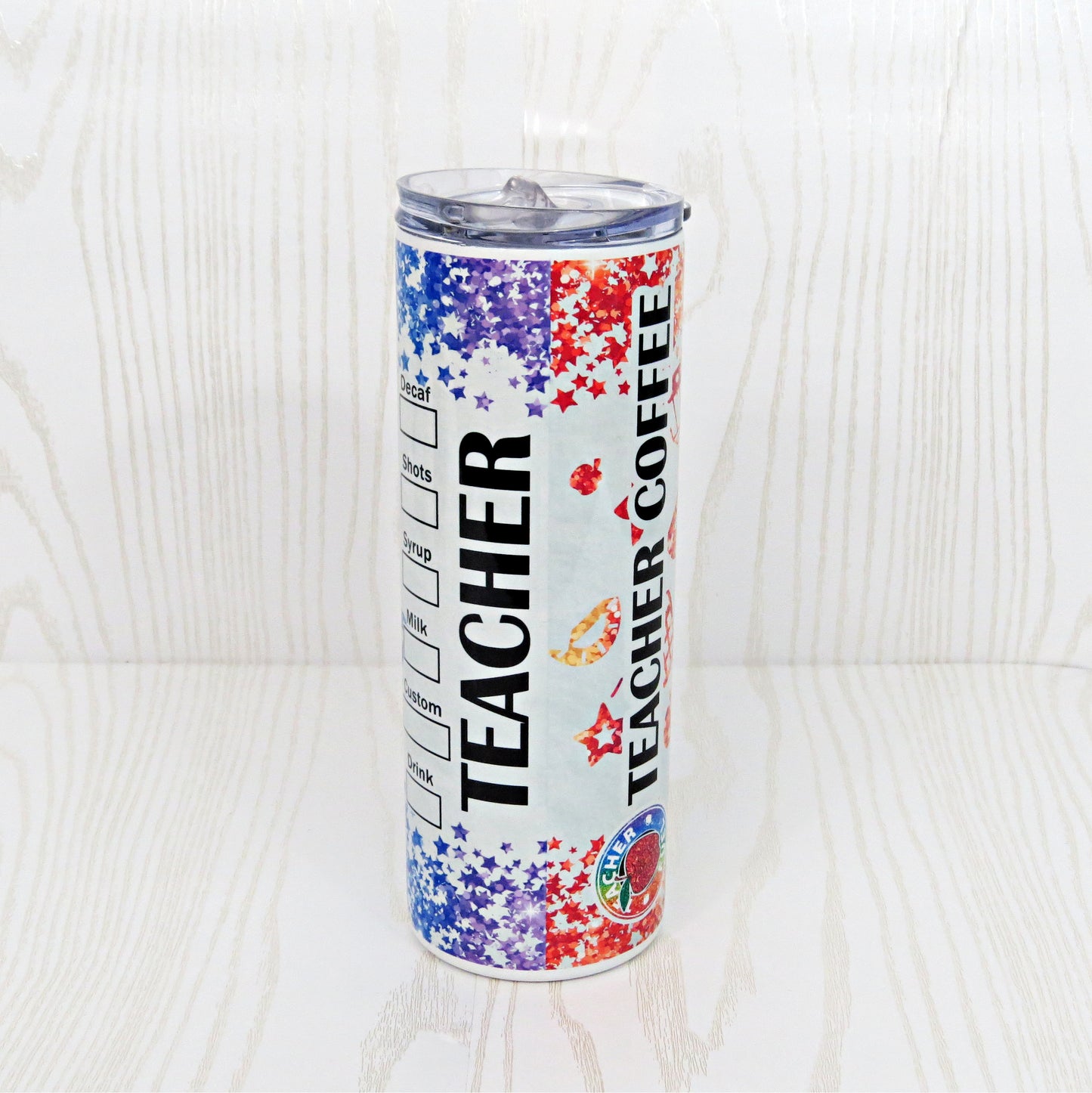 20 oz Stainless Steel Teacher Coffee Themed Tumbler - Teacher Appreciation Week Tumbler Gift - Custom End of School Year Gift