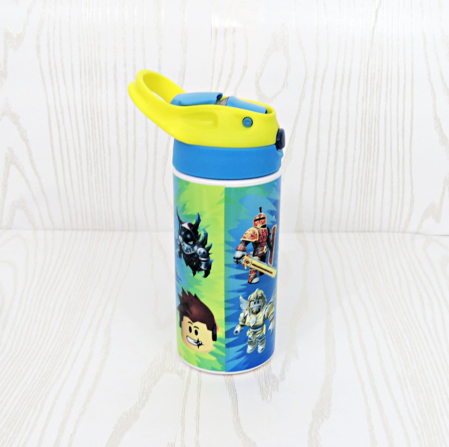 12 oz Stainless Steel Game Tumbler - Boys Gaming Water Bottle - Gamer Flip Top - Insulated Reusable - Straw - Personalized Custom with Handle