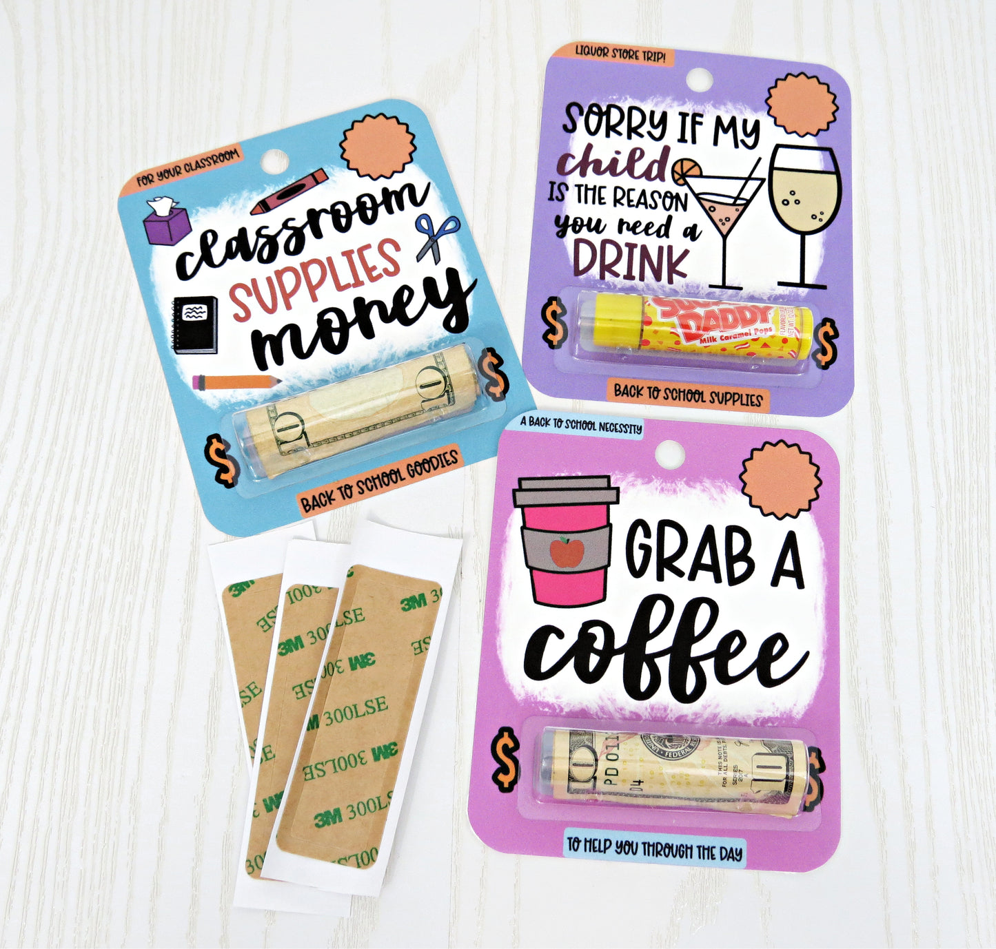 Teacher Money Card with Plastic Dome - Unique Money Holder for Cash Gift - Christmas Greeting Cards - Hanging Ornament - Gift Card Chapstick