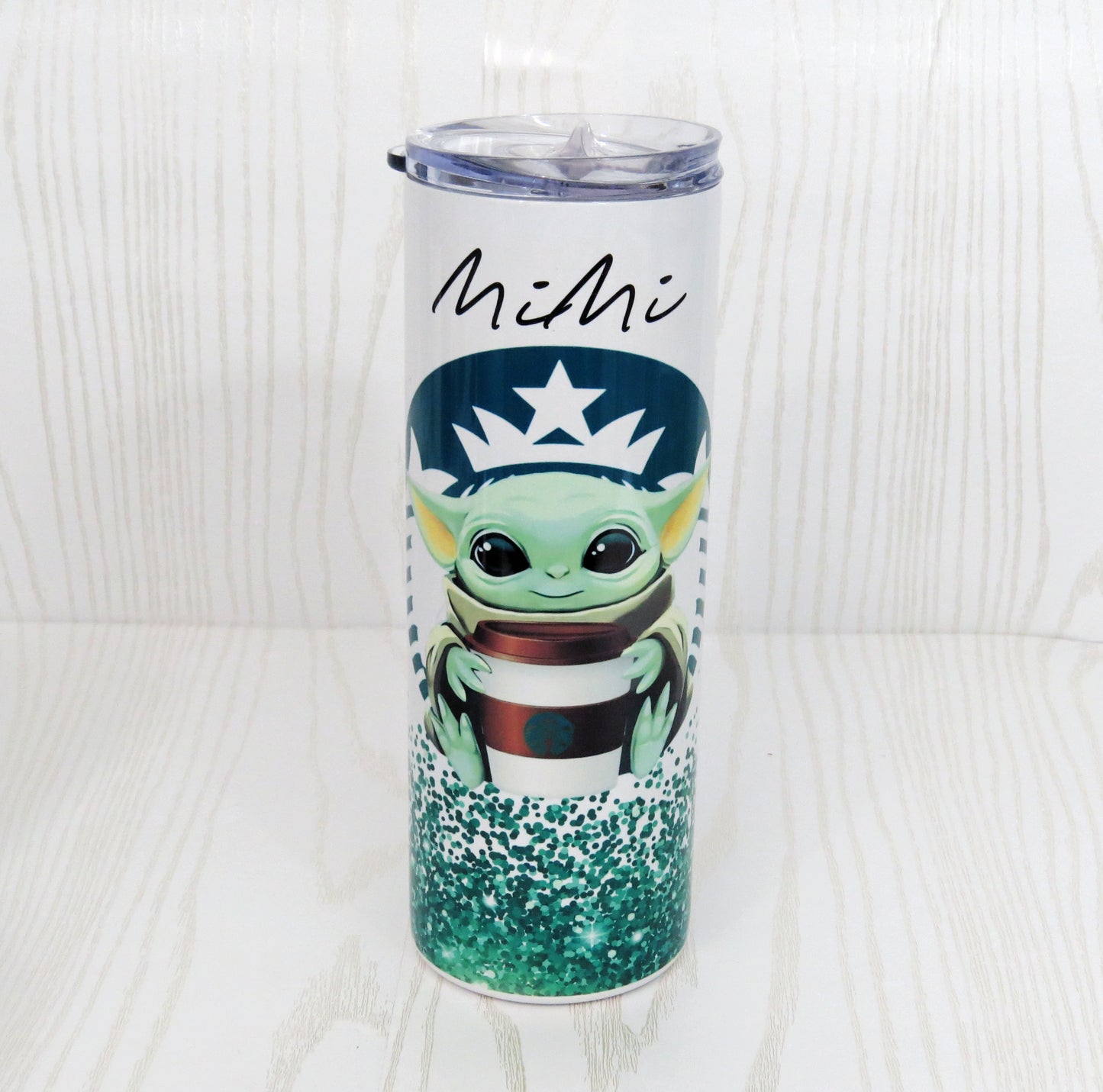 20 oz Stainless Steel Coffee Green Humanoid Alien Tumbler - Fun Park Tumbler - Coffee Lover Tumbler